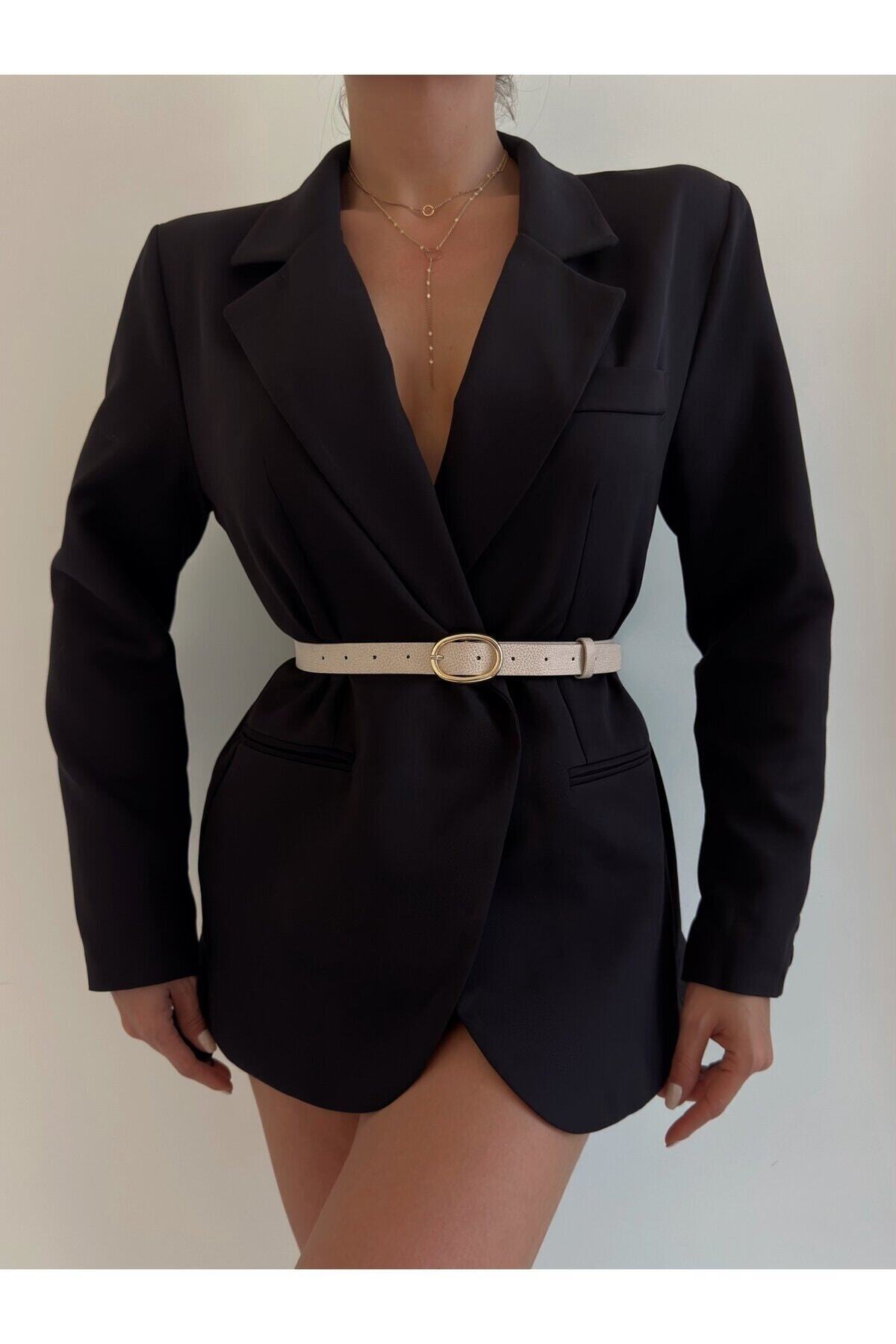 Image of Oval Gold Tokalı Kadın Pantolon Kemeri, Ceket Kemeri, Elbise Kemeri, Gömlek Kemeri