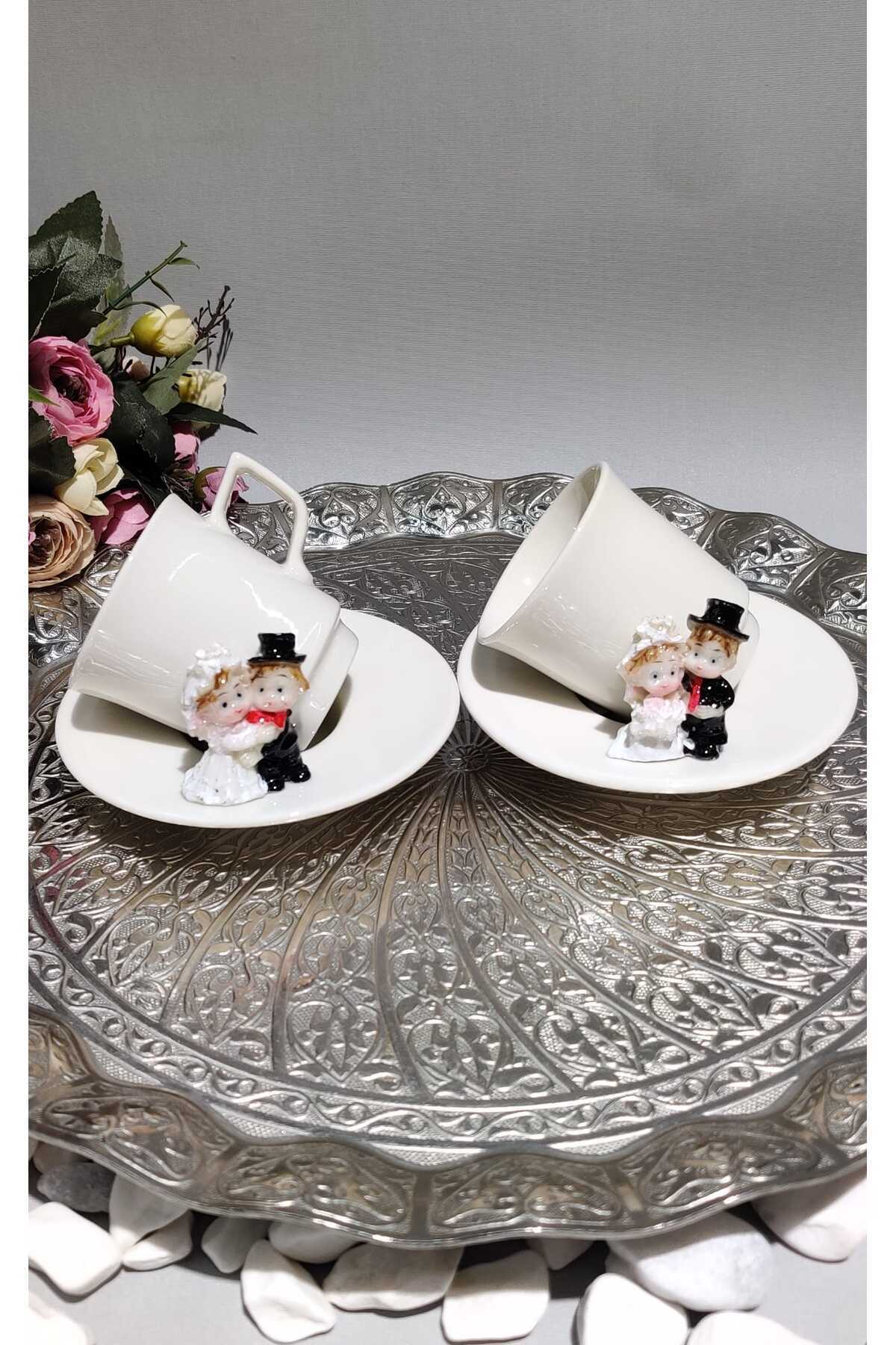 Image of Gelin Damat Motifli 2'li Porselen Fincan Takımı