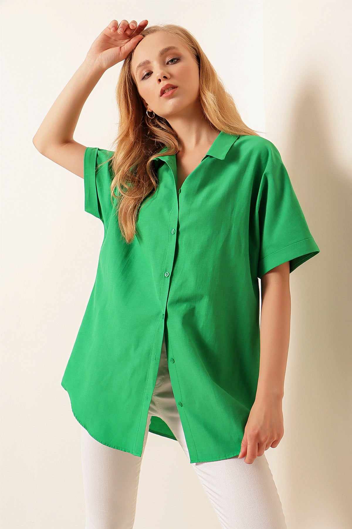 Image of 20120 Tricou cu mânecă scurtă supradimensionat - Verde