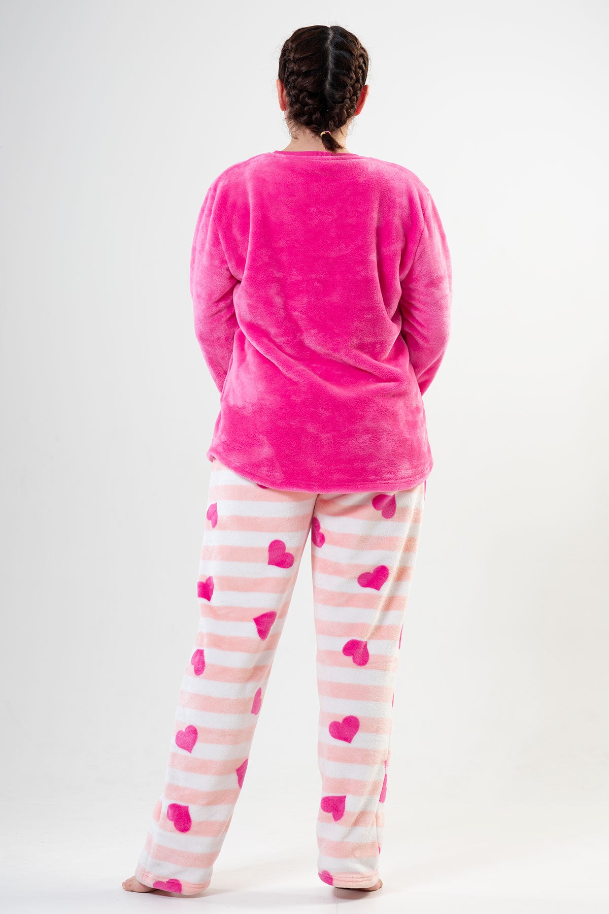 Image of BAYAN SOFT XXL O YAKA UZUN KOL ETEGI OVAL CEPLI PIJAMA TAKIM