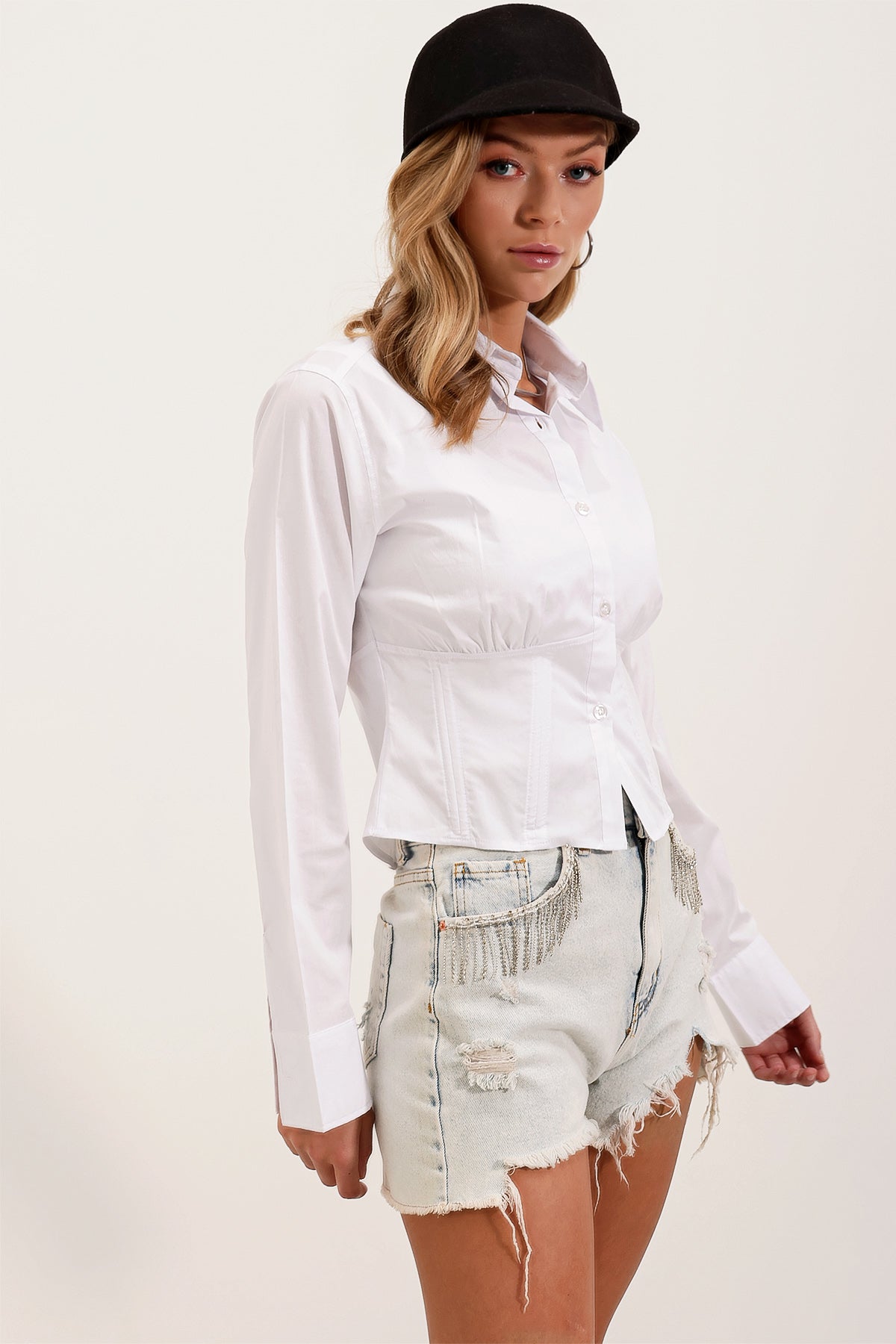 Image of 20231 Slim Fit Poplin Gömlek - Beyaz