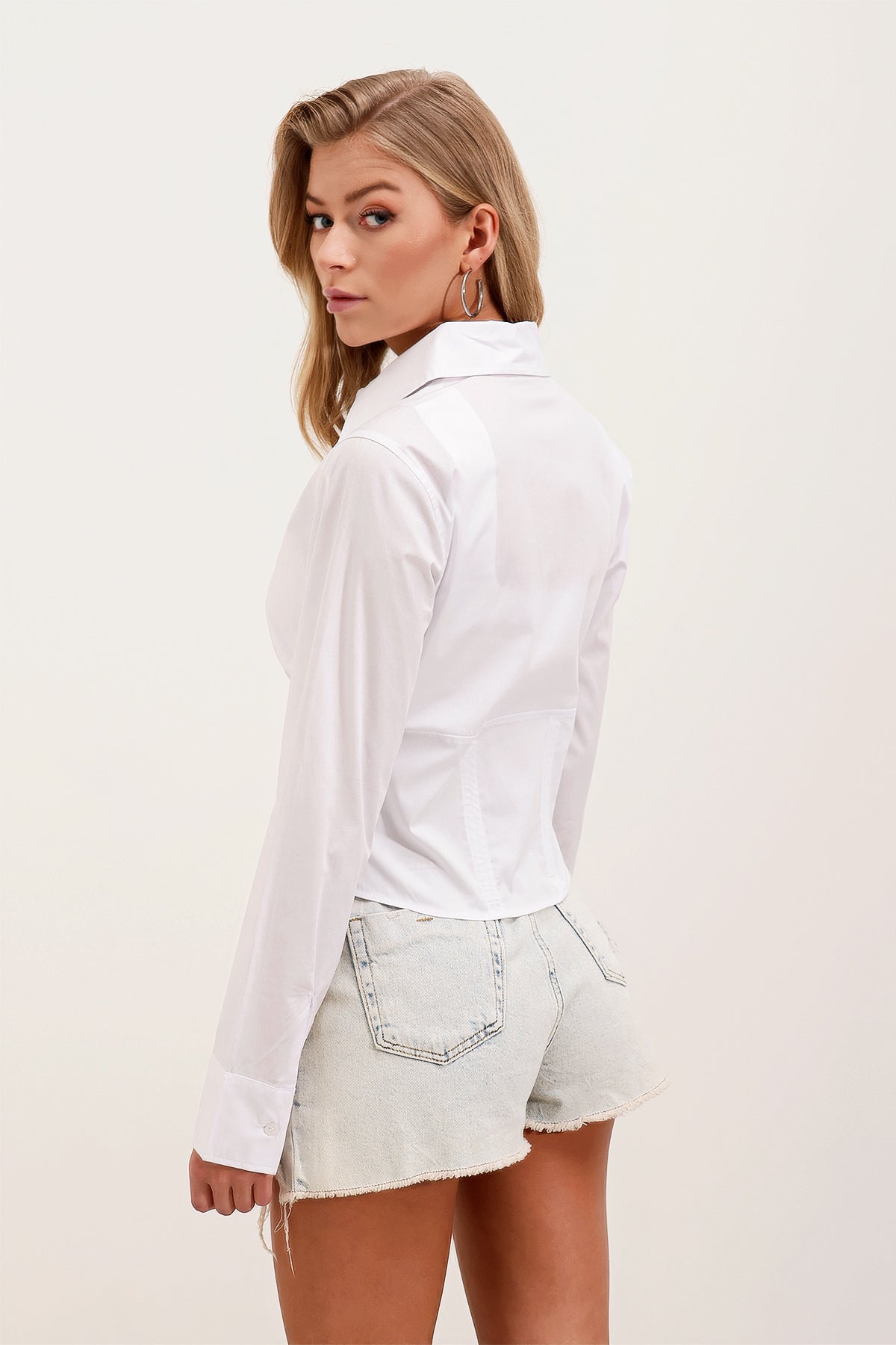 Image of 20231 Slim Fit Poplin Gömlek - Beyaz