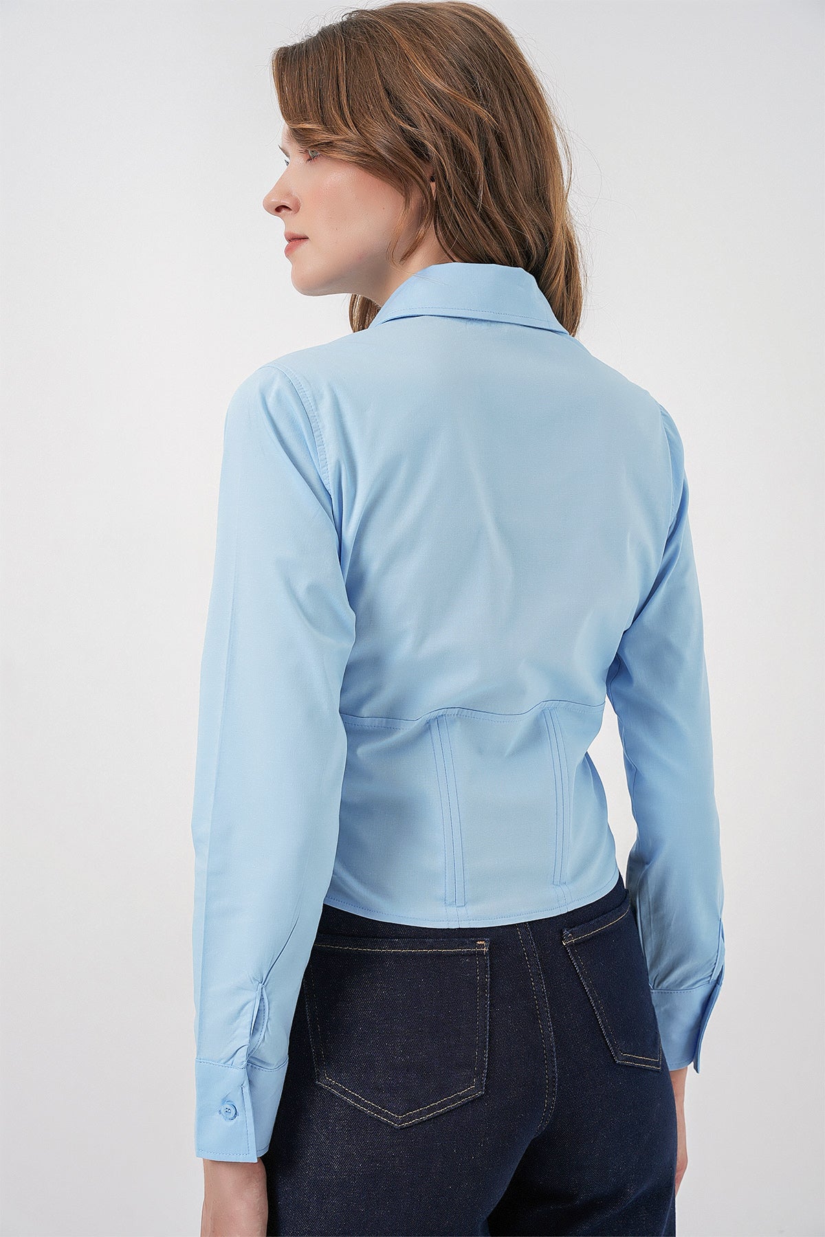 Image of 20231 Slim Fit Poplin Gömlek - Mavi