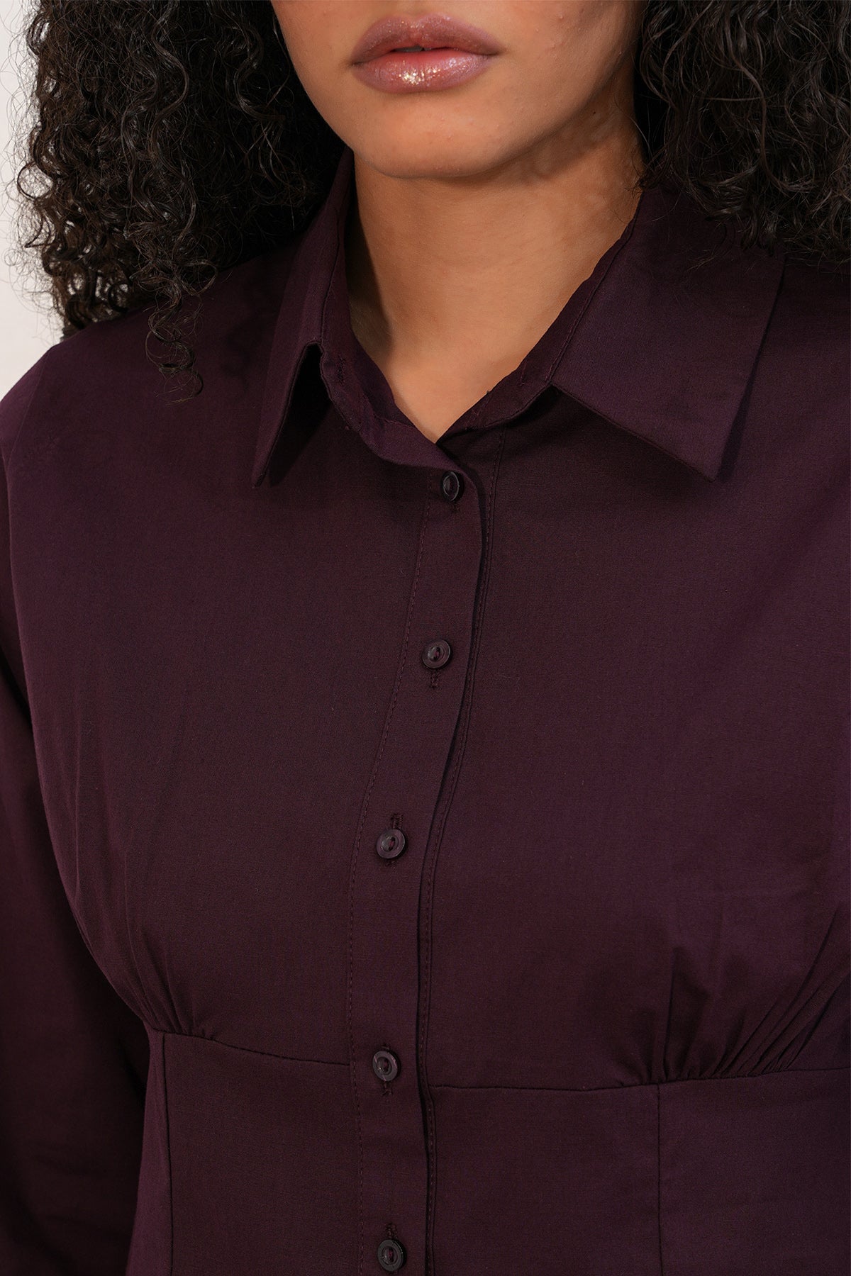 Image of 20231 Slim Fit Poplin Gömlek - Mürdüm