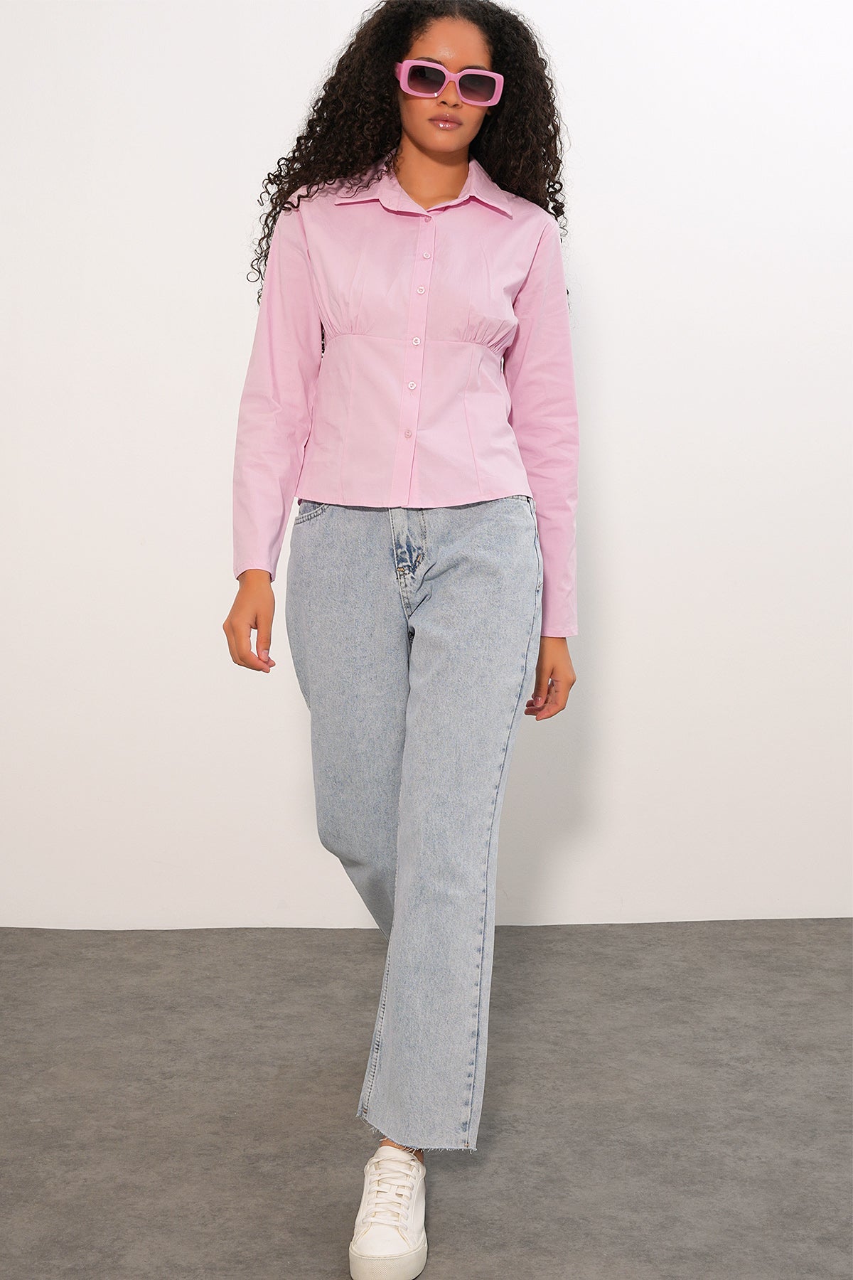 Image of 20231 Slim Fit Poplin Gömlek - Pembe