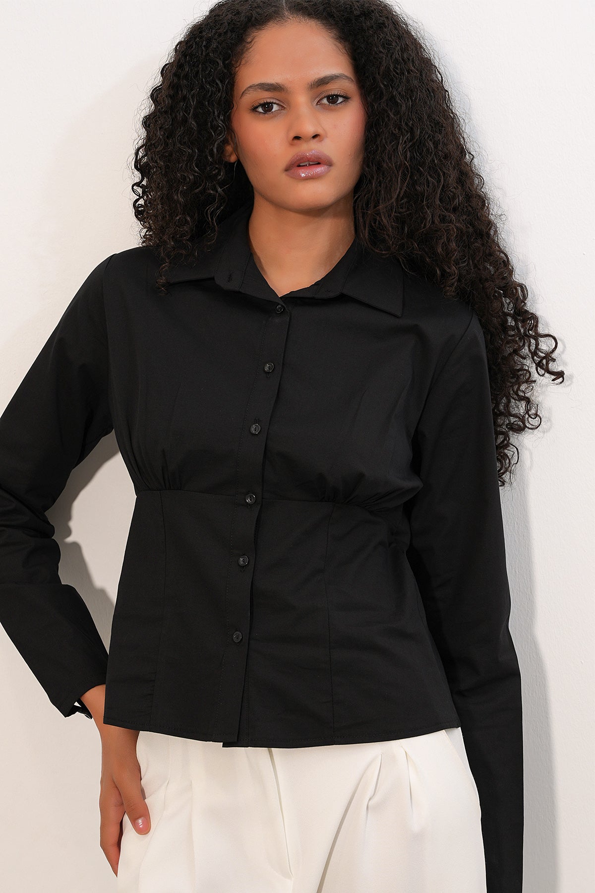 Image of 20231 Slim Fit Poplin Gömlek - Siyah