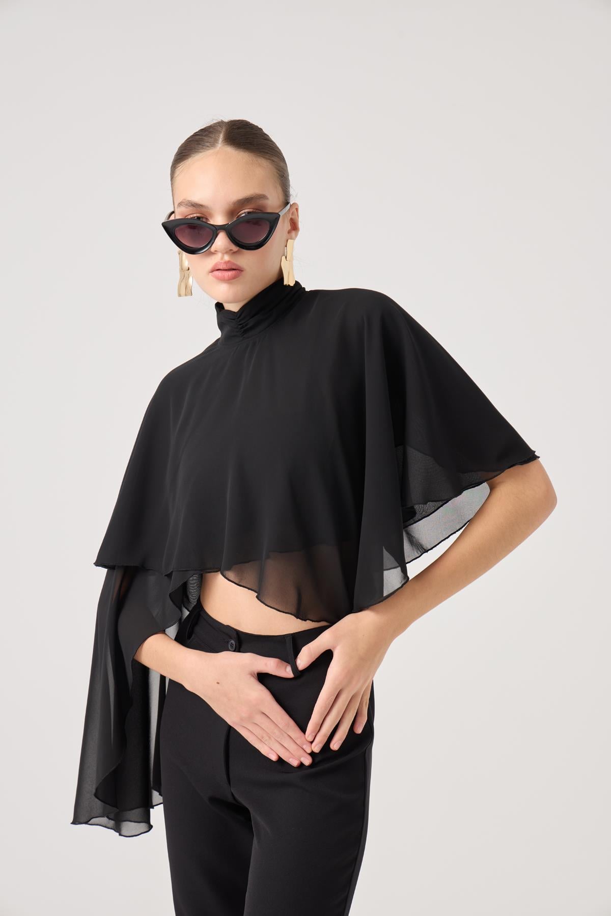Image of Pelerin Model Bena Bluz Siyah