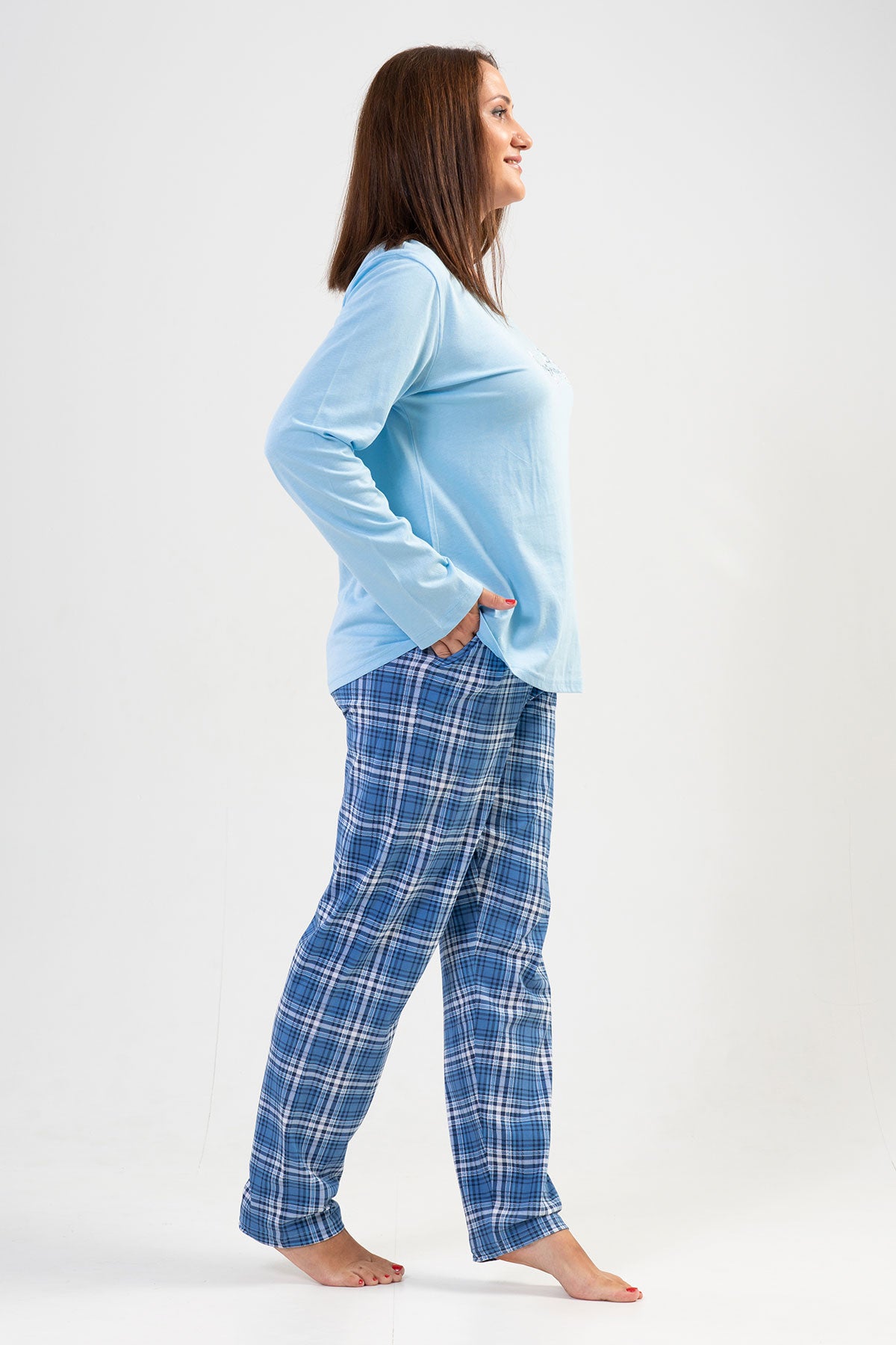 Image of KADIN P.SUPREM XXL O YAKA UZUN KOL ETEGI OVAL CEPLI PIJAMA TAKIM