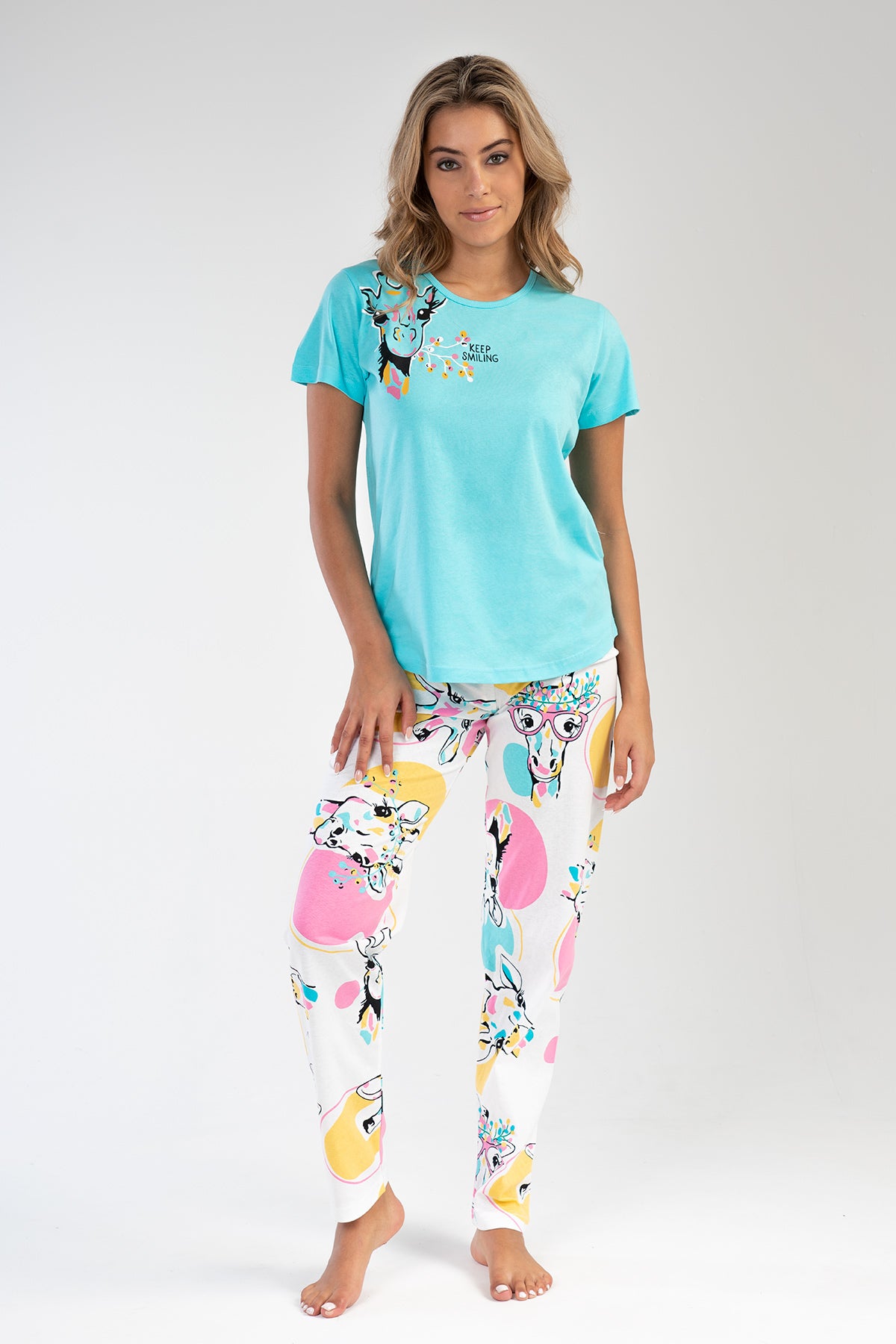 Image of KADIN P.SUPREM O YAKA KISA KOL ETEGI OVAL PIJAMA TK