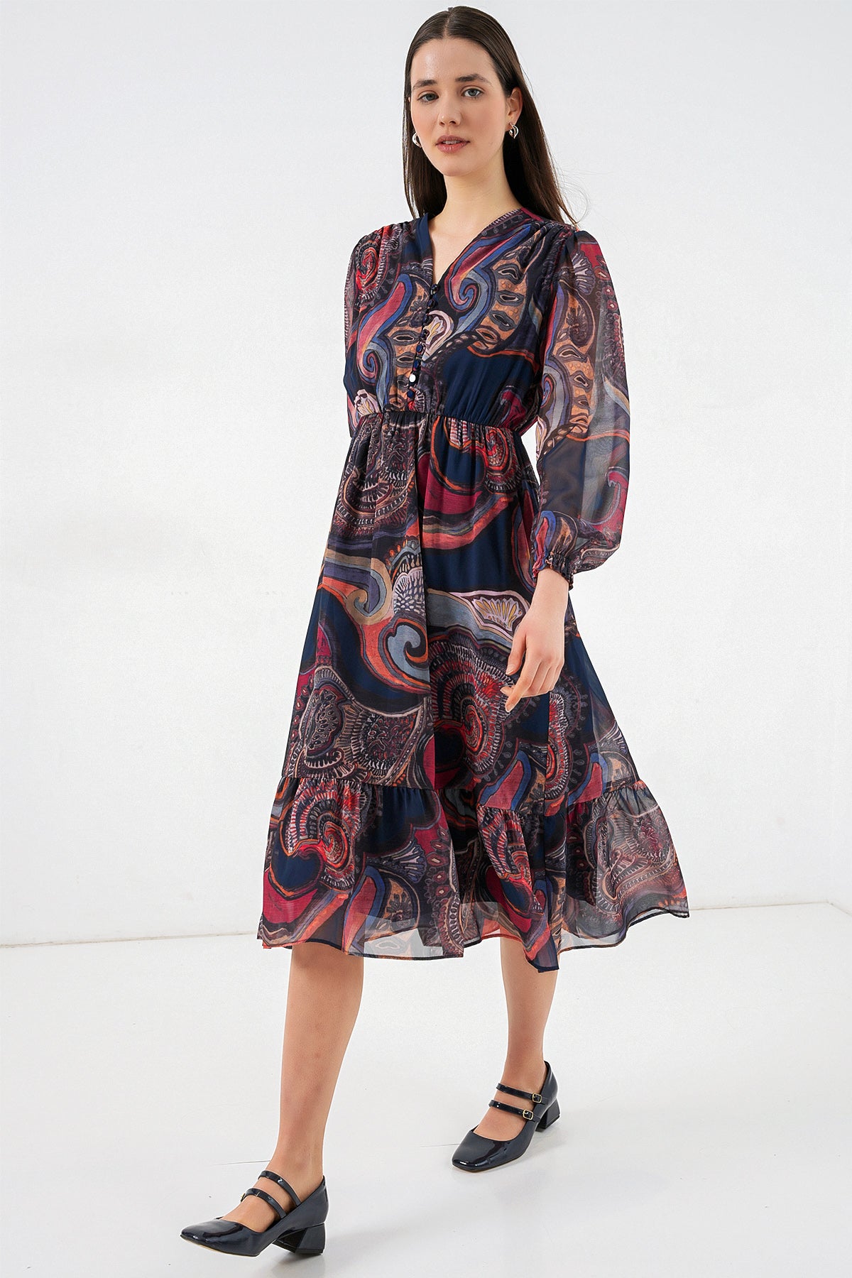 Image of Rochie din șifon cu model 2137 - Multicoloră