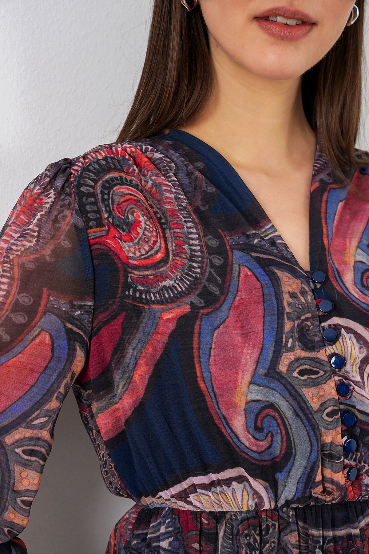 Image of Rochie din șifon cu model 2137 - Multicoloră