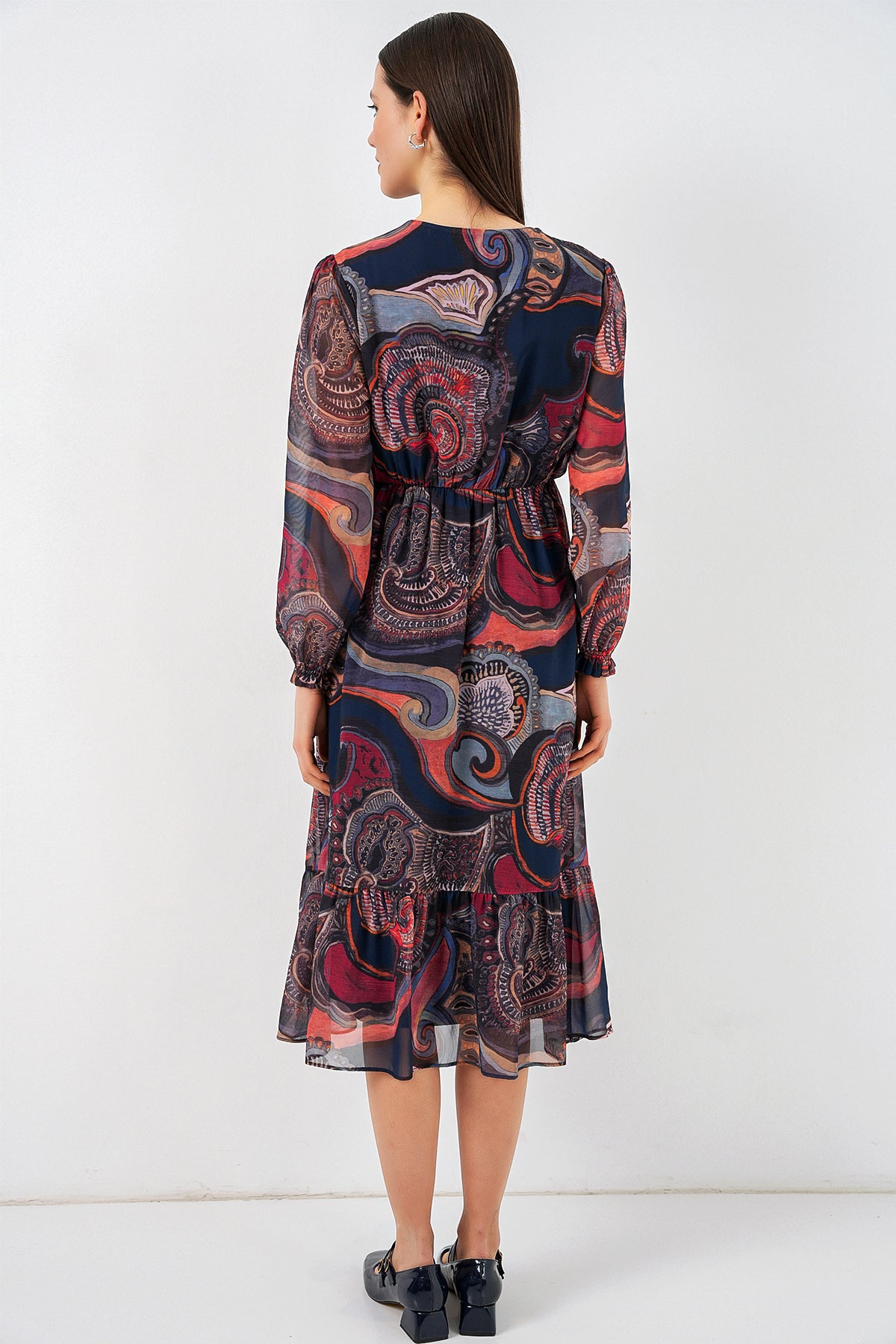 Image of Rochie din șifon cu model 2137 - Multicoloră