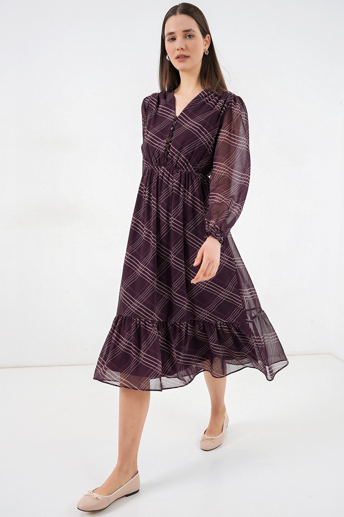 Image of Rochie din șifon cu model 2137 - Violet