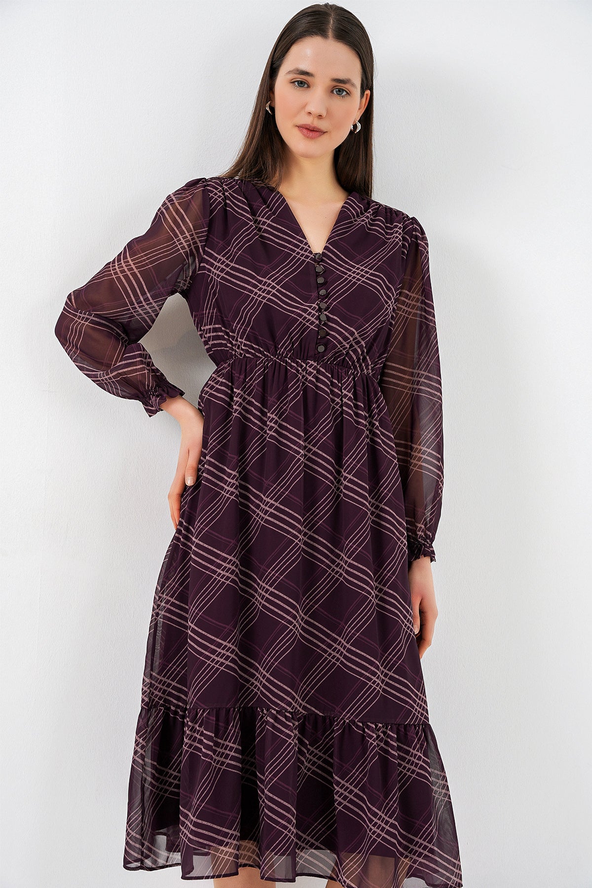Image of Rochie din șifon cu model 2137 - Violet