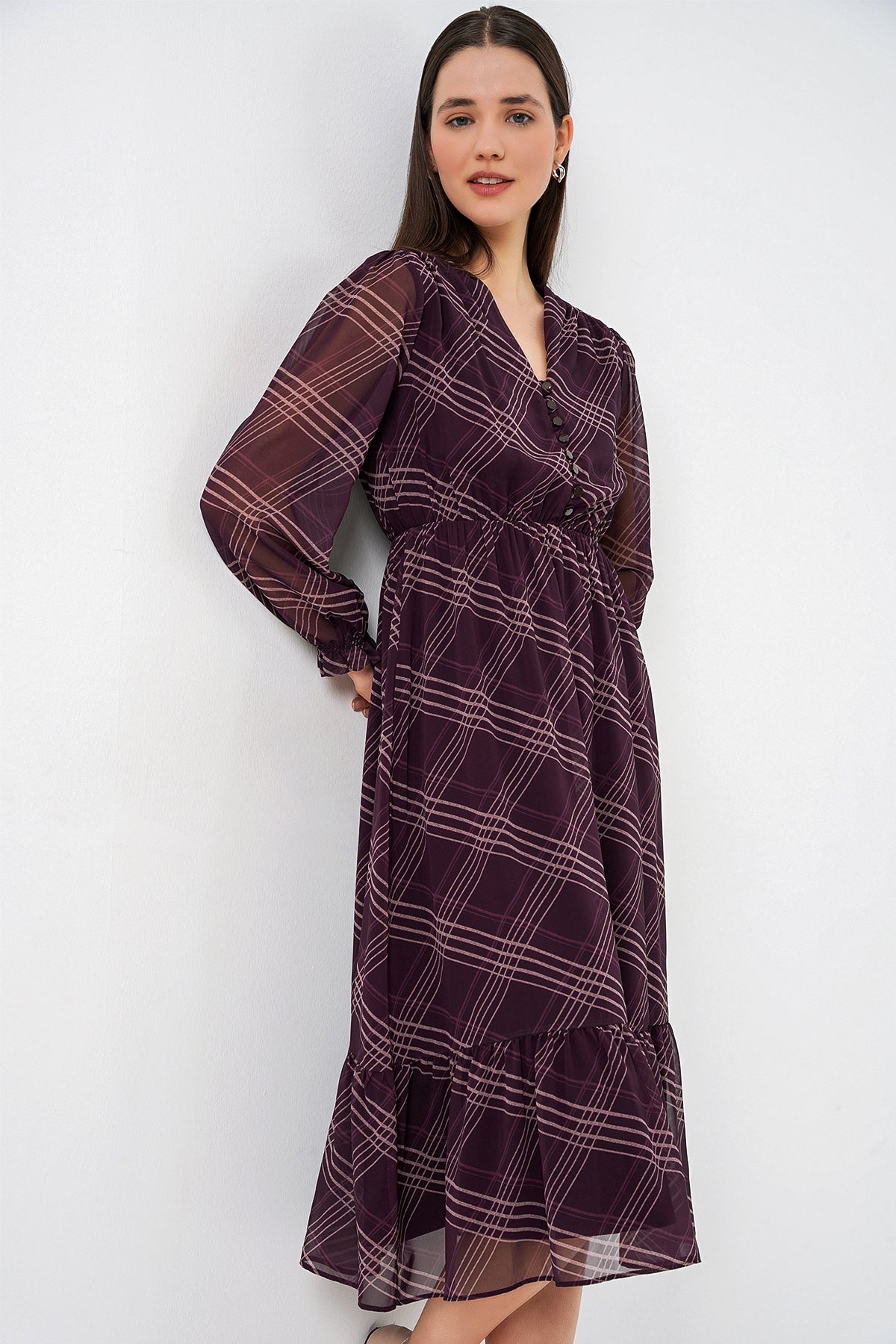 Image of Rochie din șifon cu model 2137 - Violet