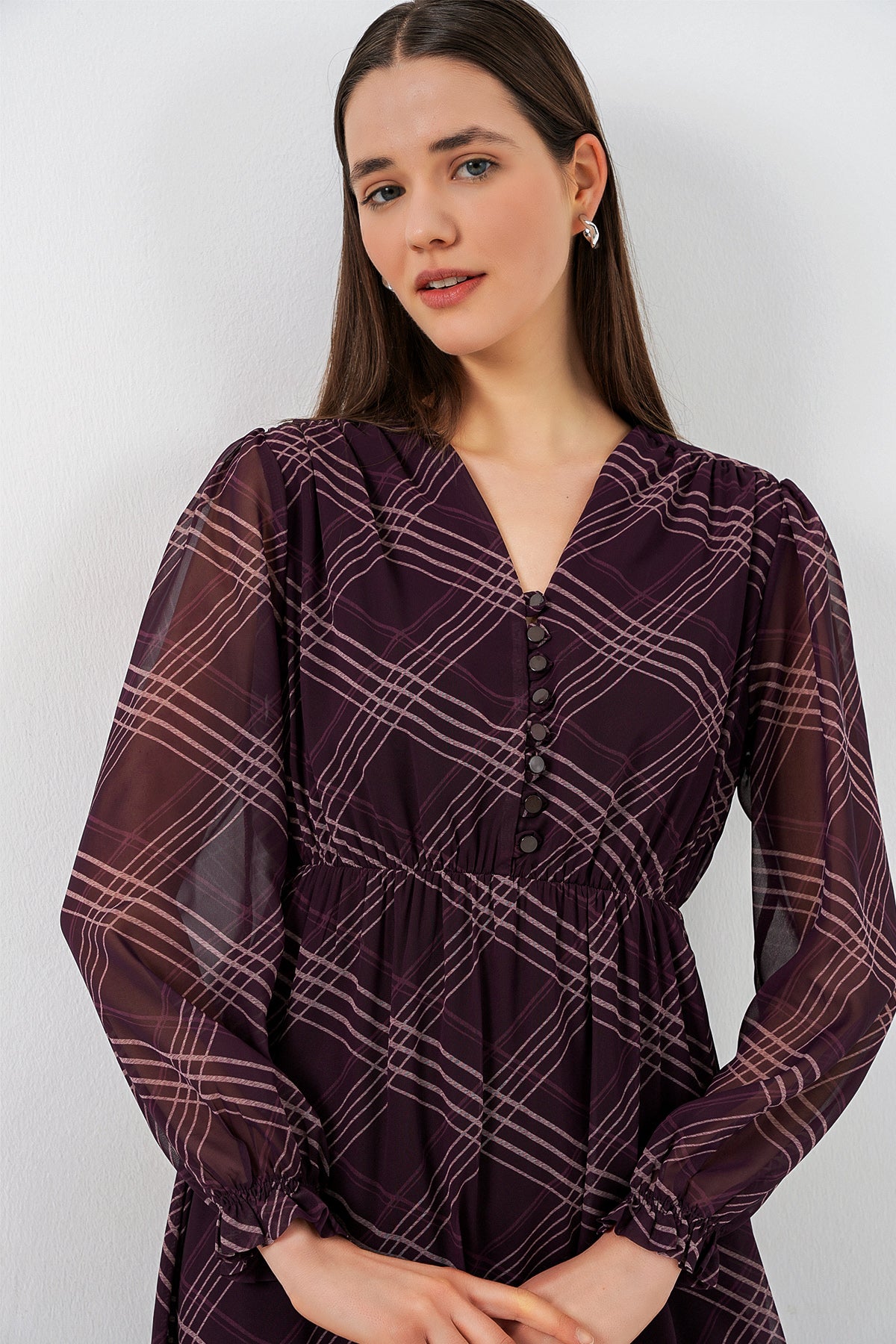 Image of Rochie din șifon cu model 2137 - Violet