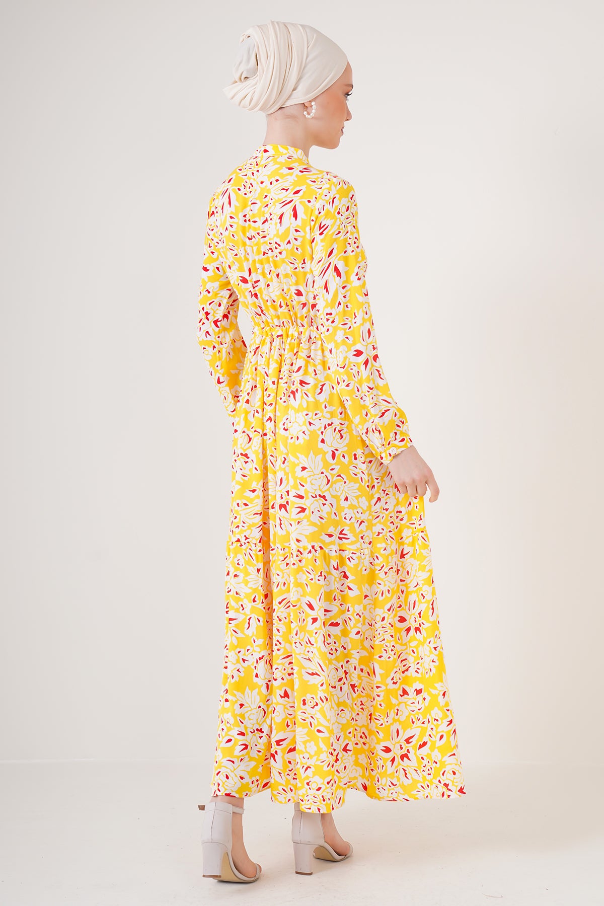 Image of Rochie hijab cu guler mandarin 2144 - Galbenă
