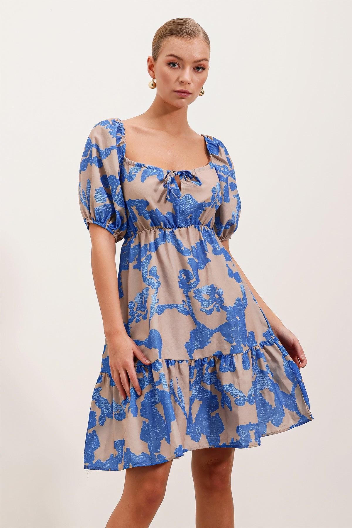 Image of Rochie evazată din poplin 2351 - Albastru închis