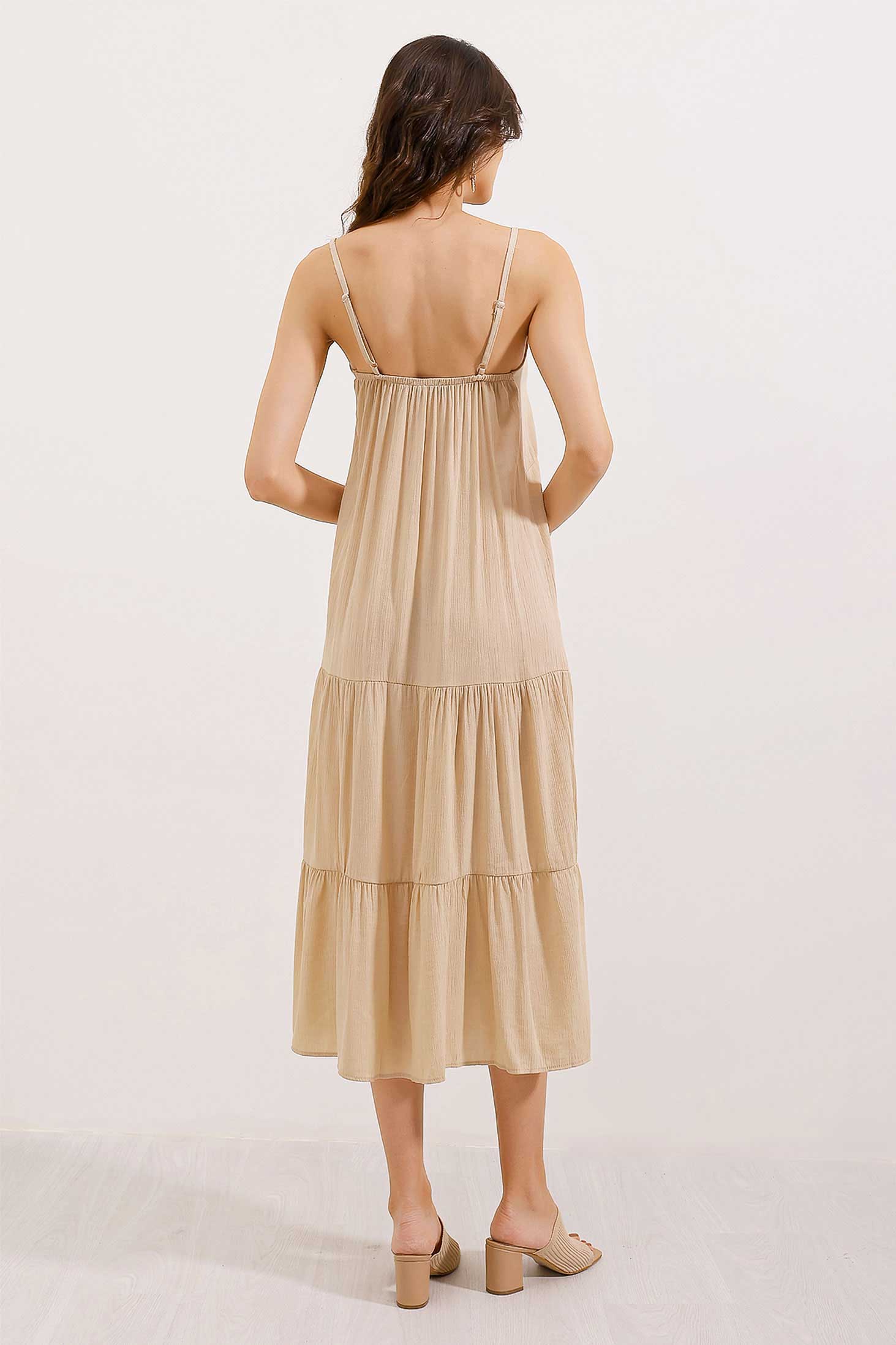 Image of 2403 Strappy Midi Dress - Cream
