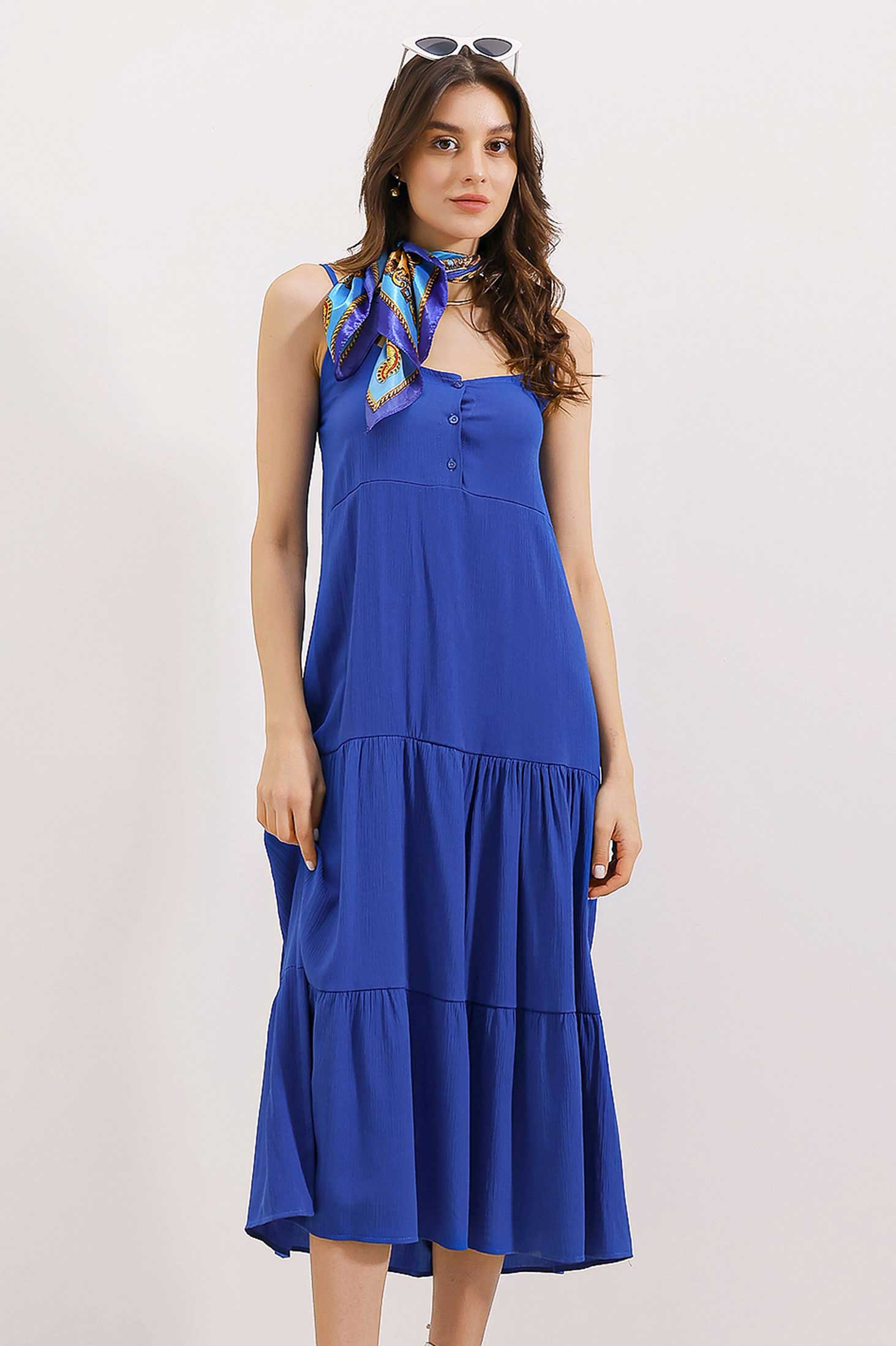 Image of 2403 Strappy Midi Dress - Navy Blue
