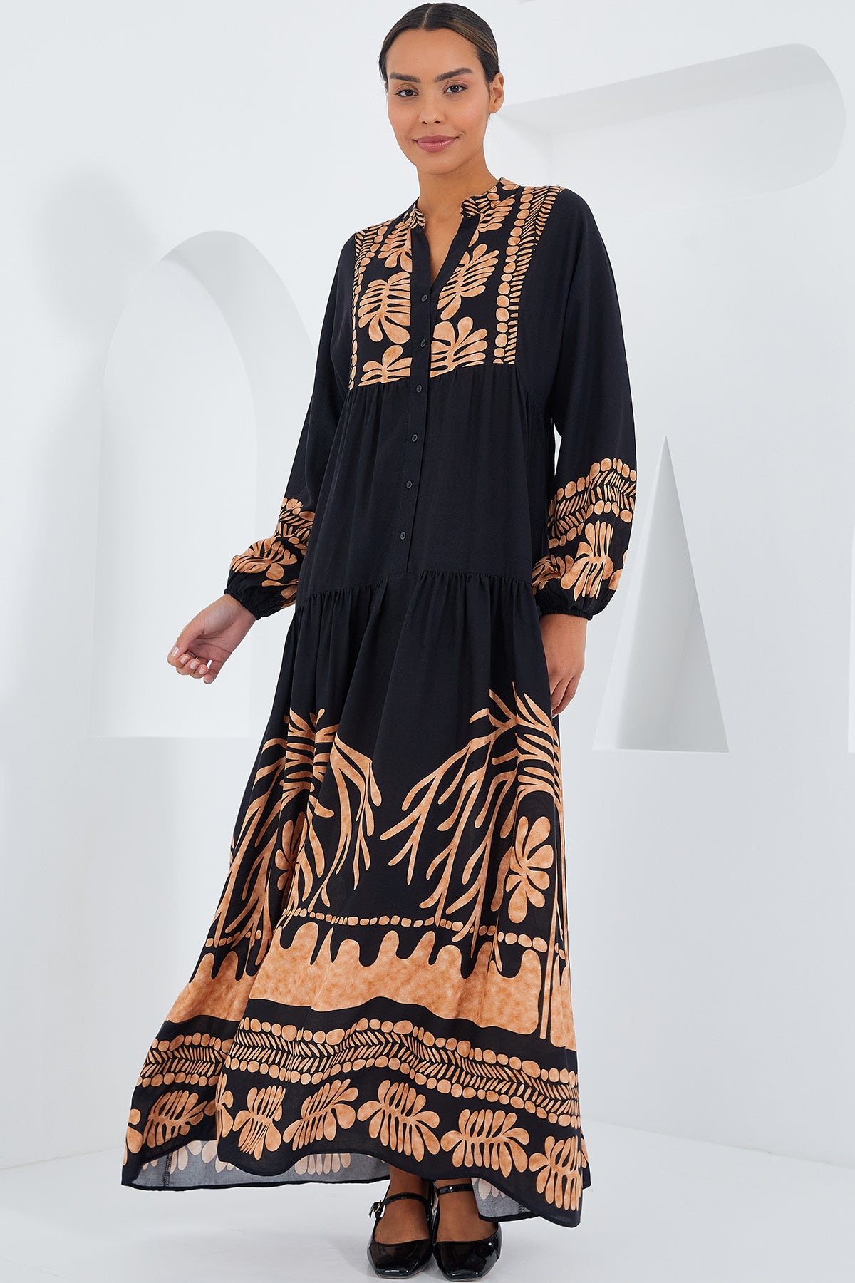 Image of Rochie hijab din viscoză de nurcă neagră pentru femei 2423