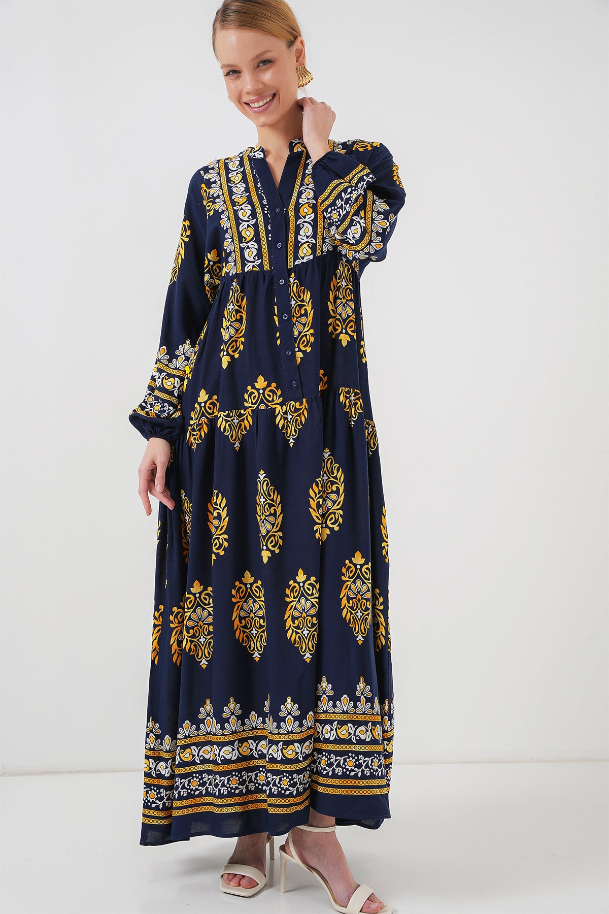 Image of Rochie Hijab cu model autentic 2423 - Bleumarin 2