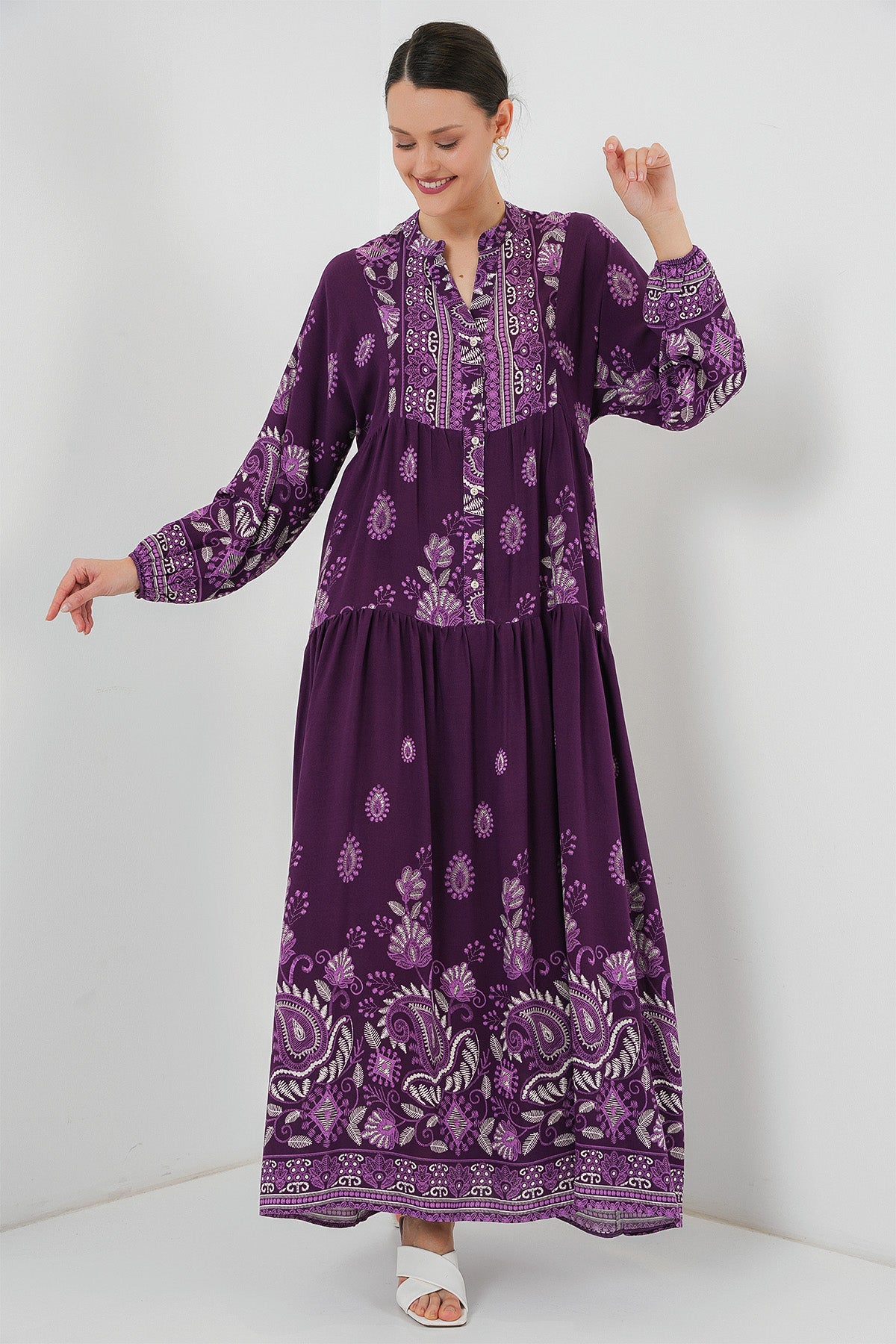 Image of Rochie Hijab cu model autentic 2423 - Violet deschis