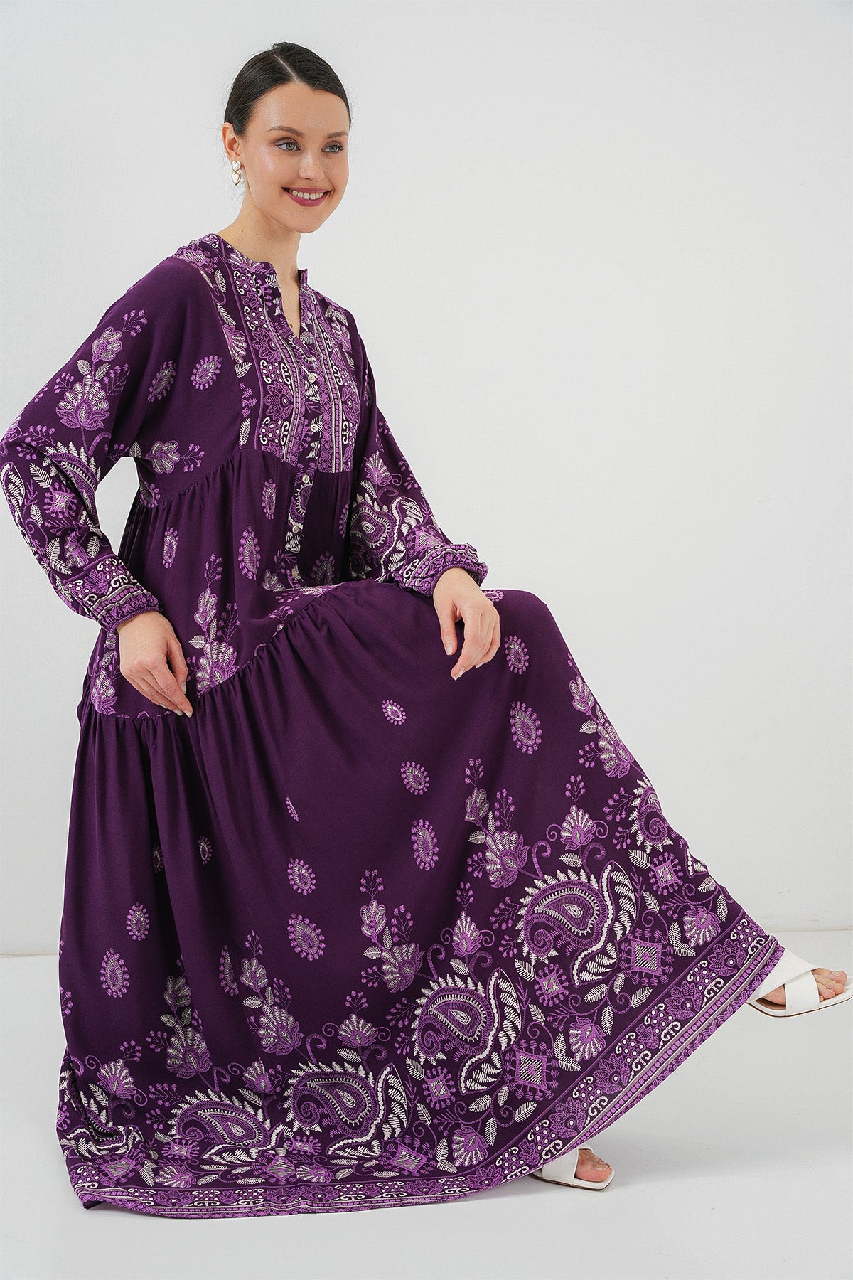Image of Rochie Hijab cu model autentic 2423 - Violet deschis
