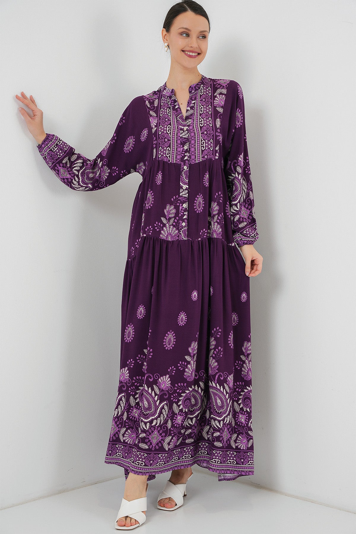 Image of Rochie Hijab cu model autentic 2423 - Violet deschis