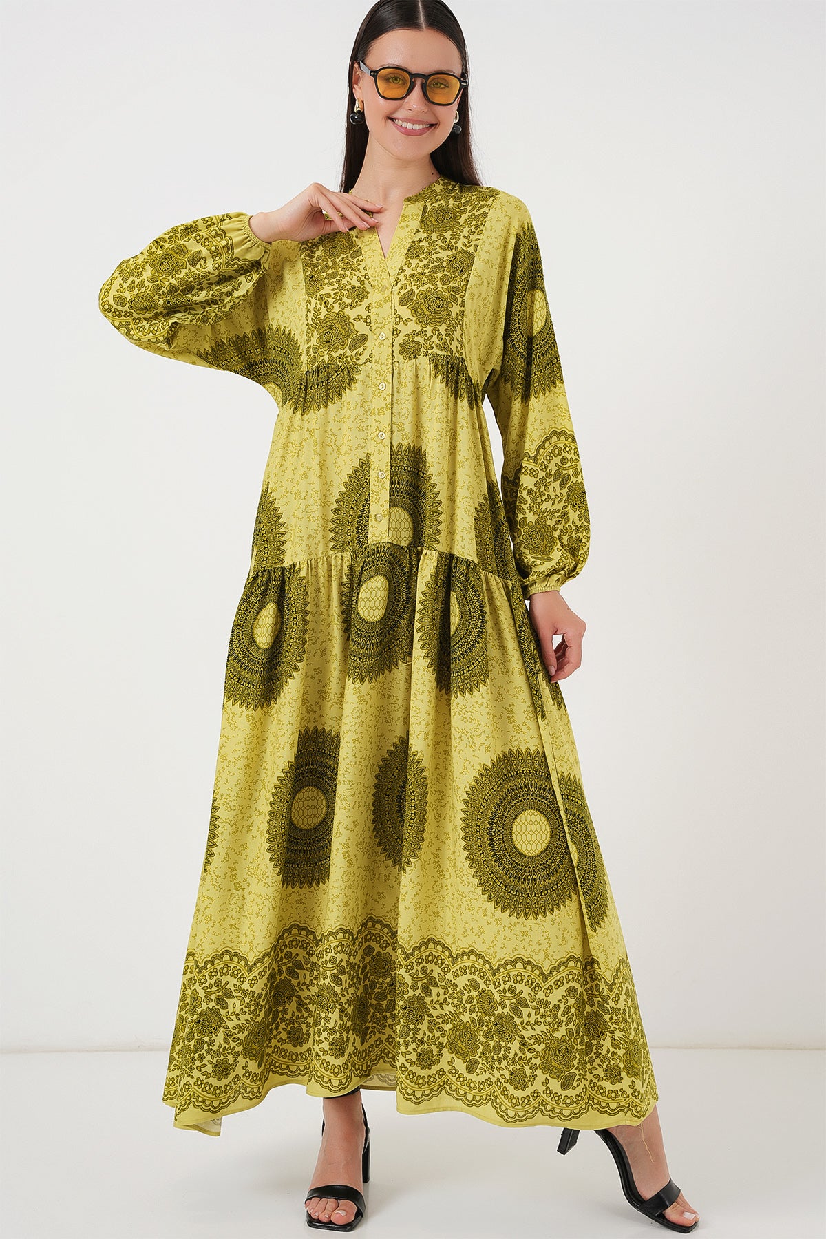 Image of Rochie Hijab cu model autentic 2423 - Verde măsliniu 2