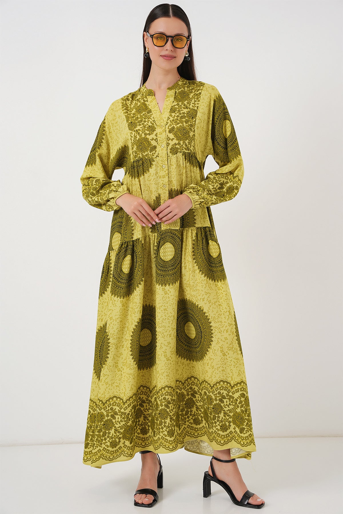 Image of Rochie Hijab cu model autentic 2423 - Verde măsliniu 2