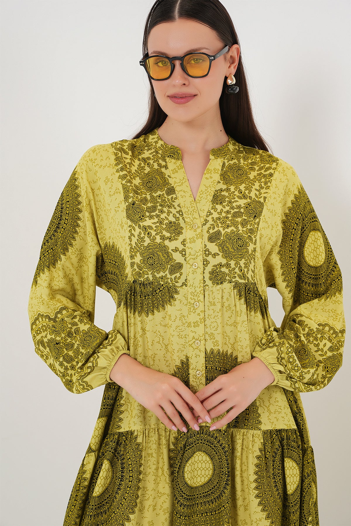 Image of Rochie Hijab cu model autentic 2423 - Verde măsliniu 2
