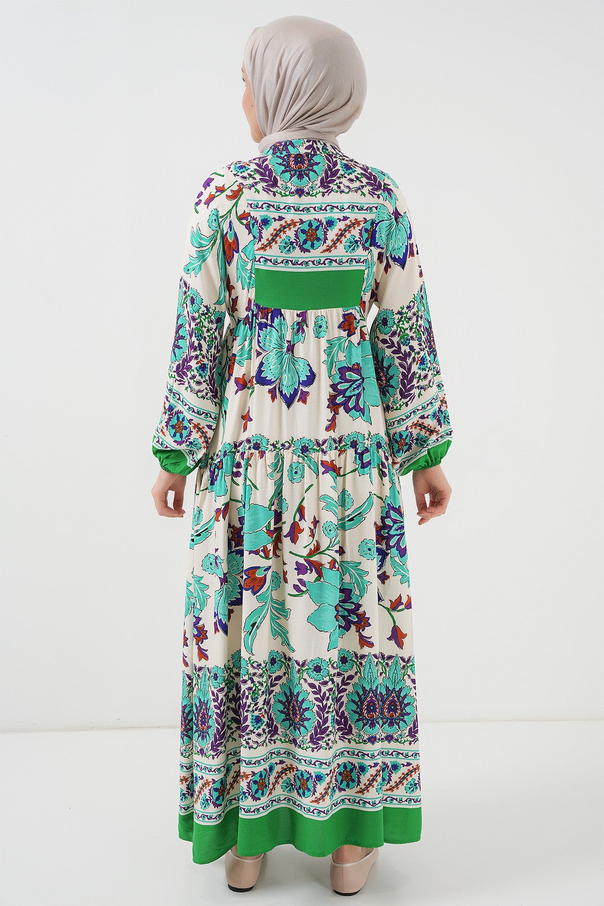 Image of 2423 Rochie Hijab cu model autentic - Verde 1