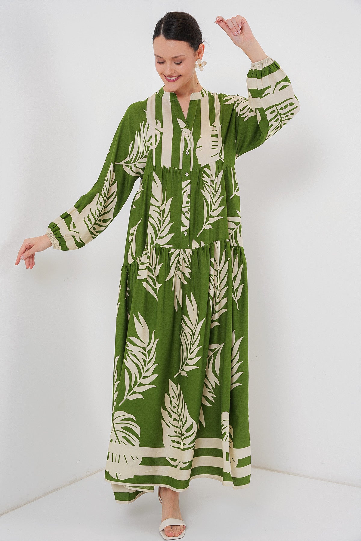 Image of 2423 Rochie Hijab cu model autentic - Verde 5