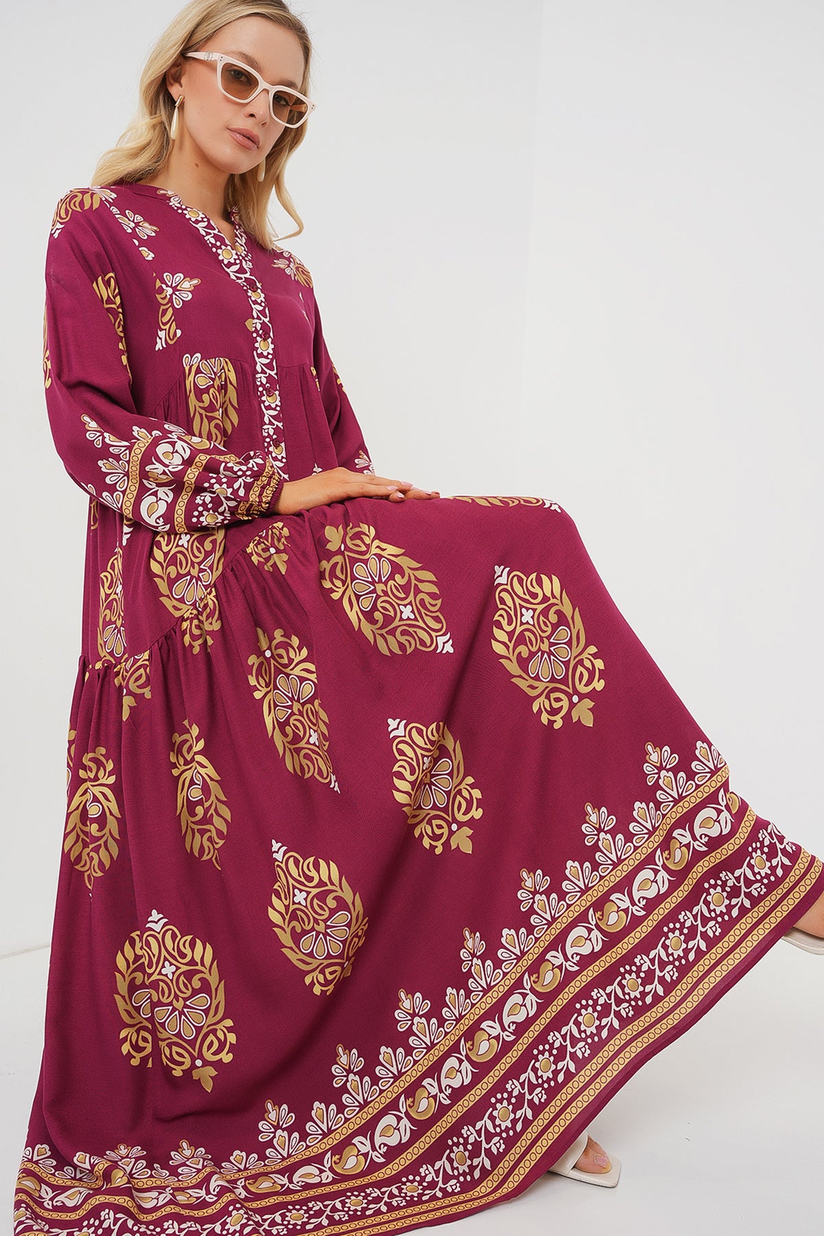 Image of Rochie hijab cu model autentic 2423 - Z.Bordeaux