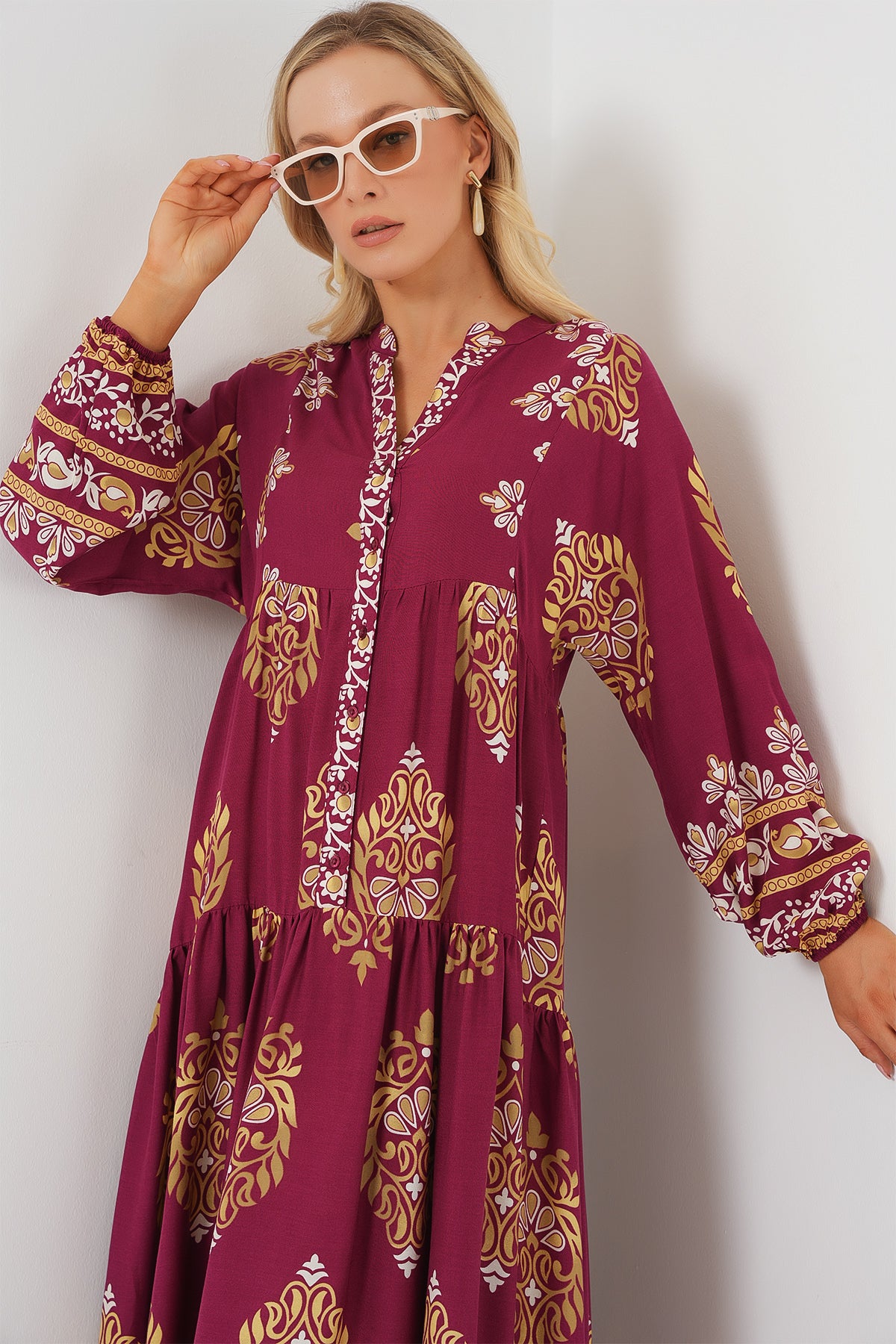 Image of Rochie hijab cu model autentic 2423 - Z.Bordeaux