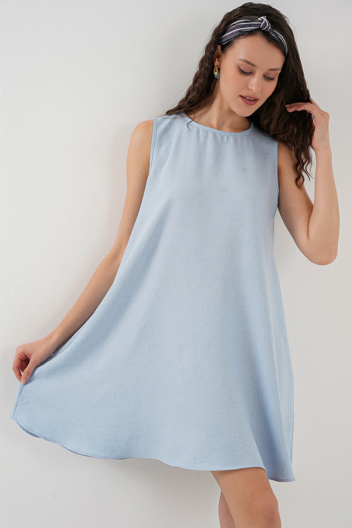 Image of Rochie mini din in 2444 - Albastru deschis