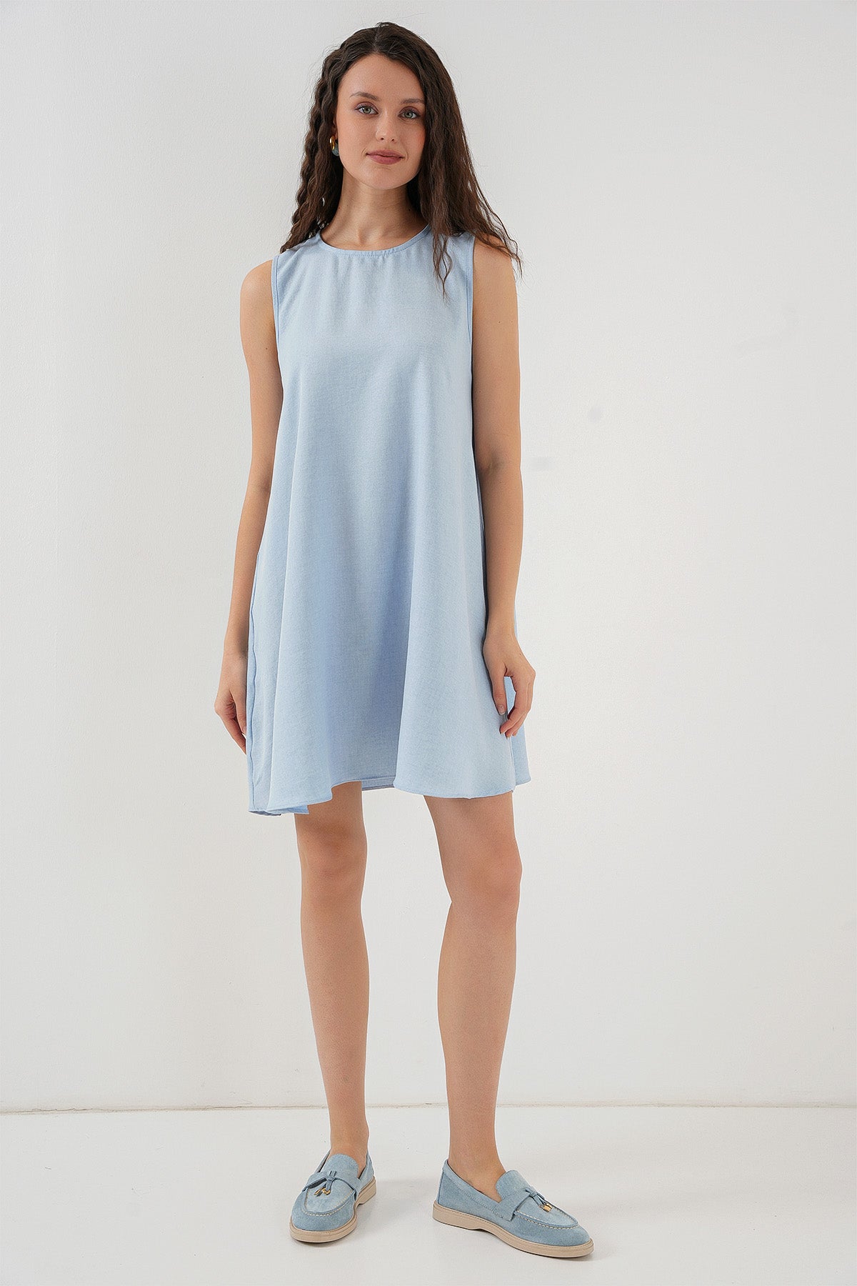 Image of Rochie mini din in 2444 - Albastru deschis