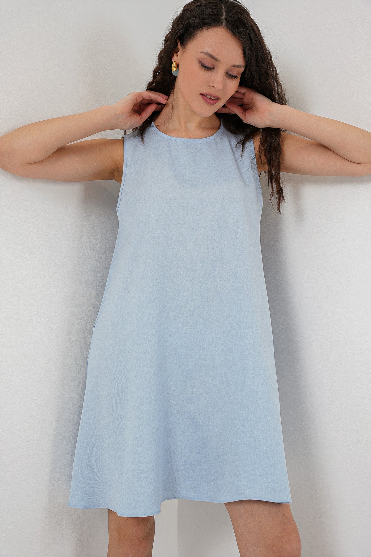 Image of Rochie mini din in 2444 - Albastru deschis