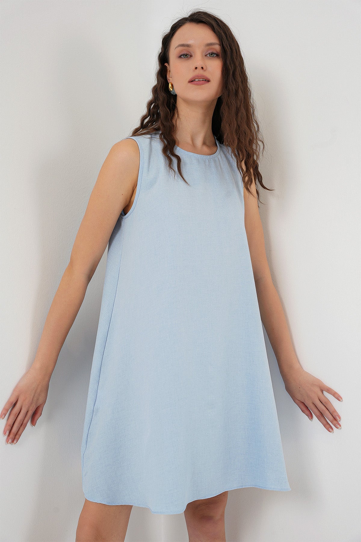 Image of Rochie mini din in 2444 - Albastru deschis