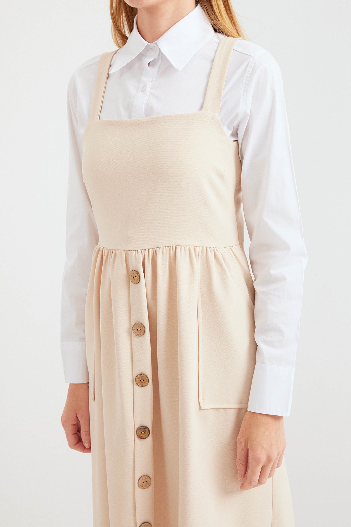 Image of Rochie lungă cu salopetă 2490 - Crem