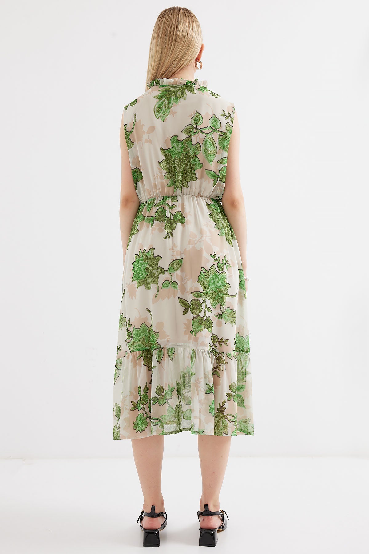 Image of Rochie din șifon fără mâneci cu model 2503 - Verde