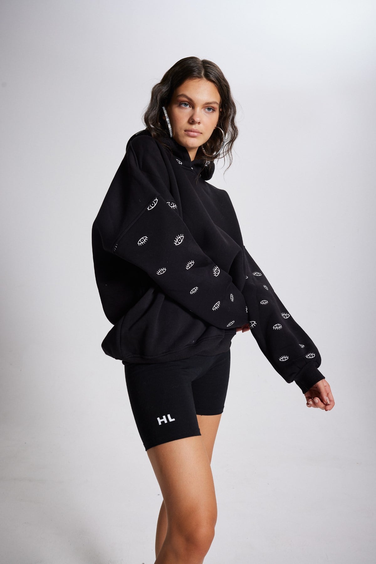 Image of Oversize Kapüşonlu Unisex Eye Sweat Siyah