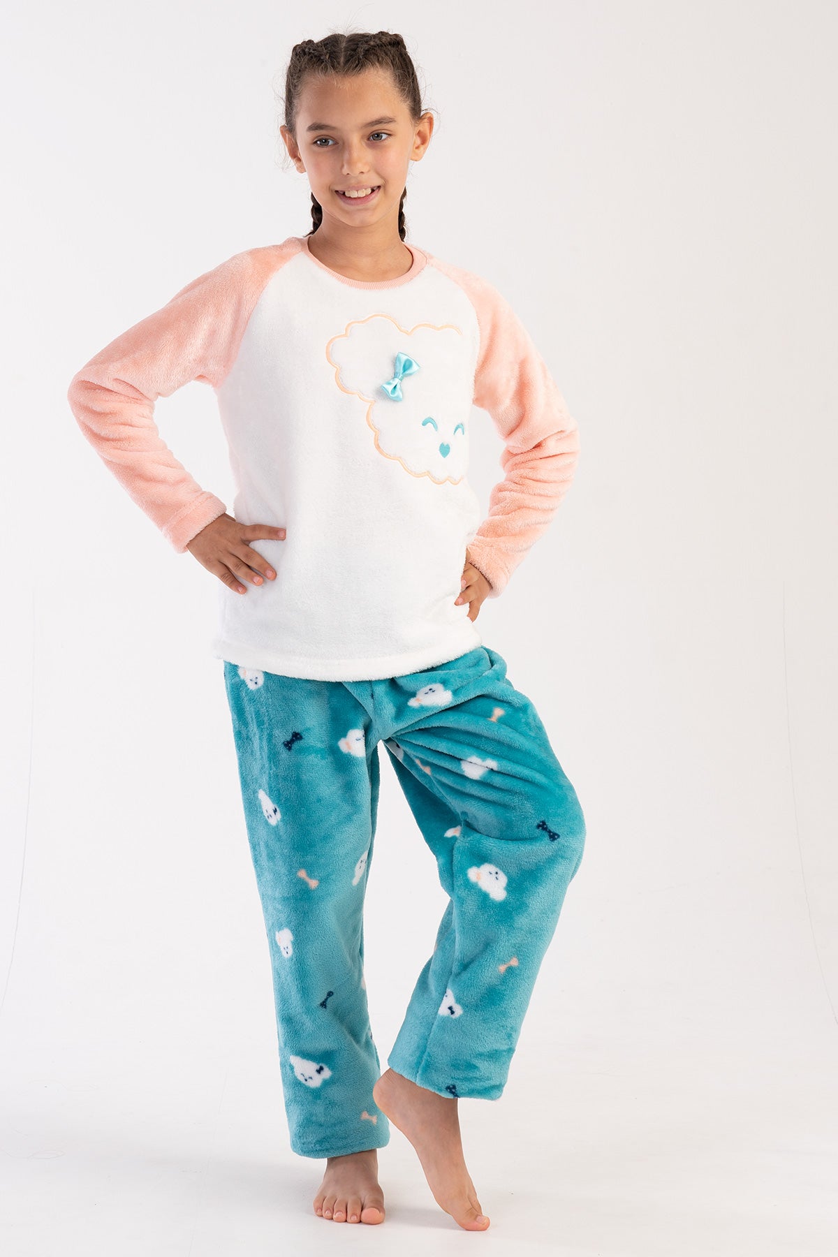 Image of KIZ COCUK SOFT O YAKA REGLAN UZUN KOL ETEGI OVAL PIJAMA TAKIM( 7-8/13-14)