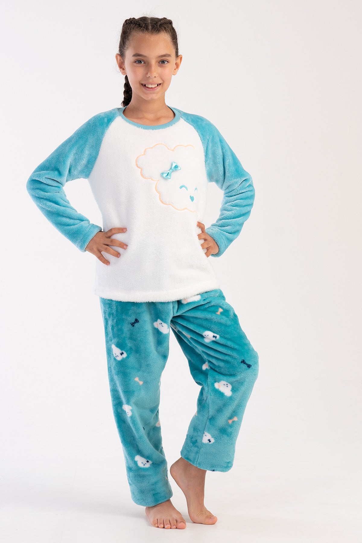 Image of KIZ COCUK SOFT O YAKA REGLAN UZUN KOL ETEGI OVAL PIJAMA TAKIM( 7-8/13-14)