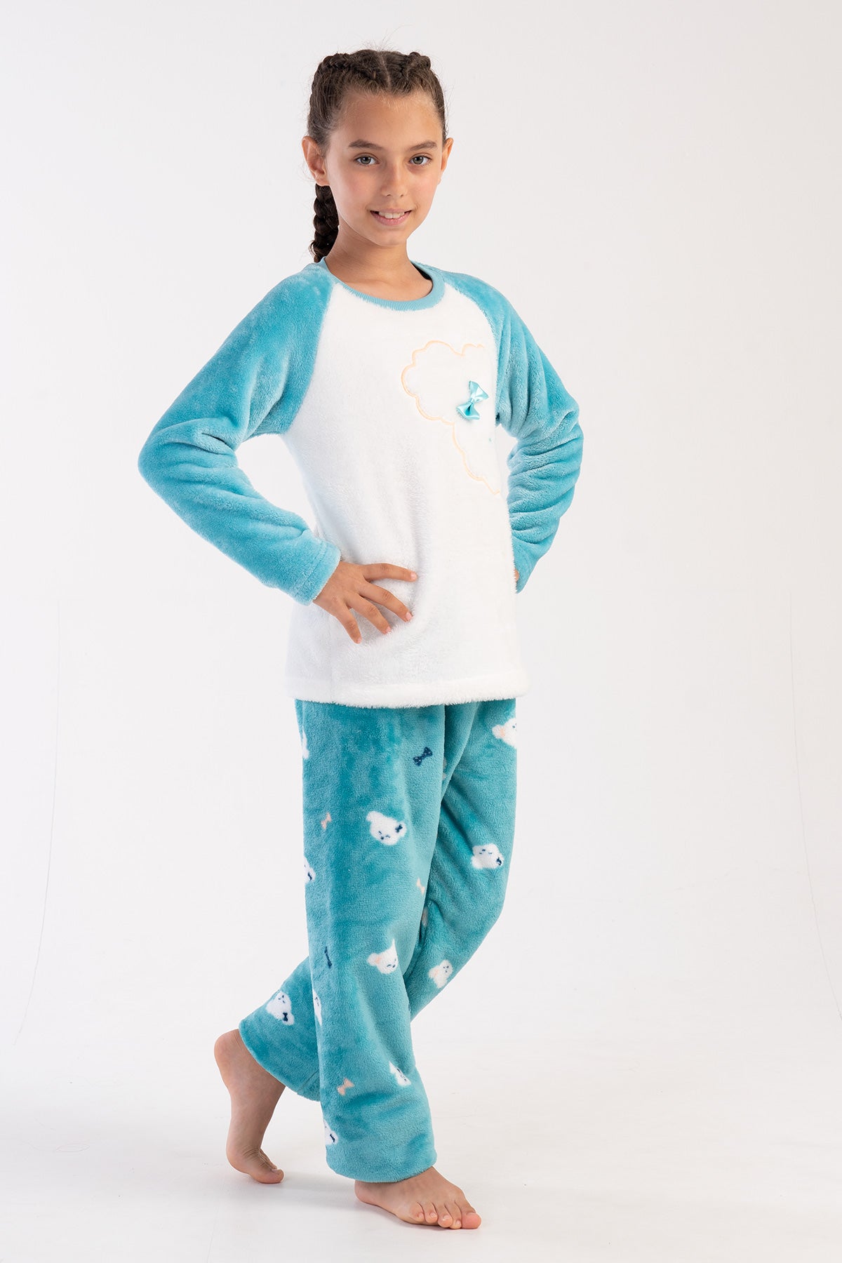 Image of KIZ COCUK SOFT O YAKA REGLAN UZUN KOL ETEGI OVAL PIJAMA TAKIM( 7-8/13-14)