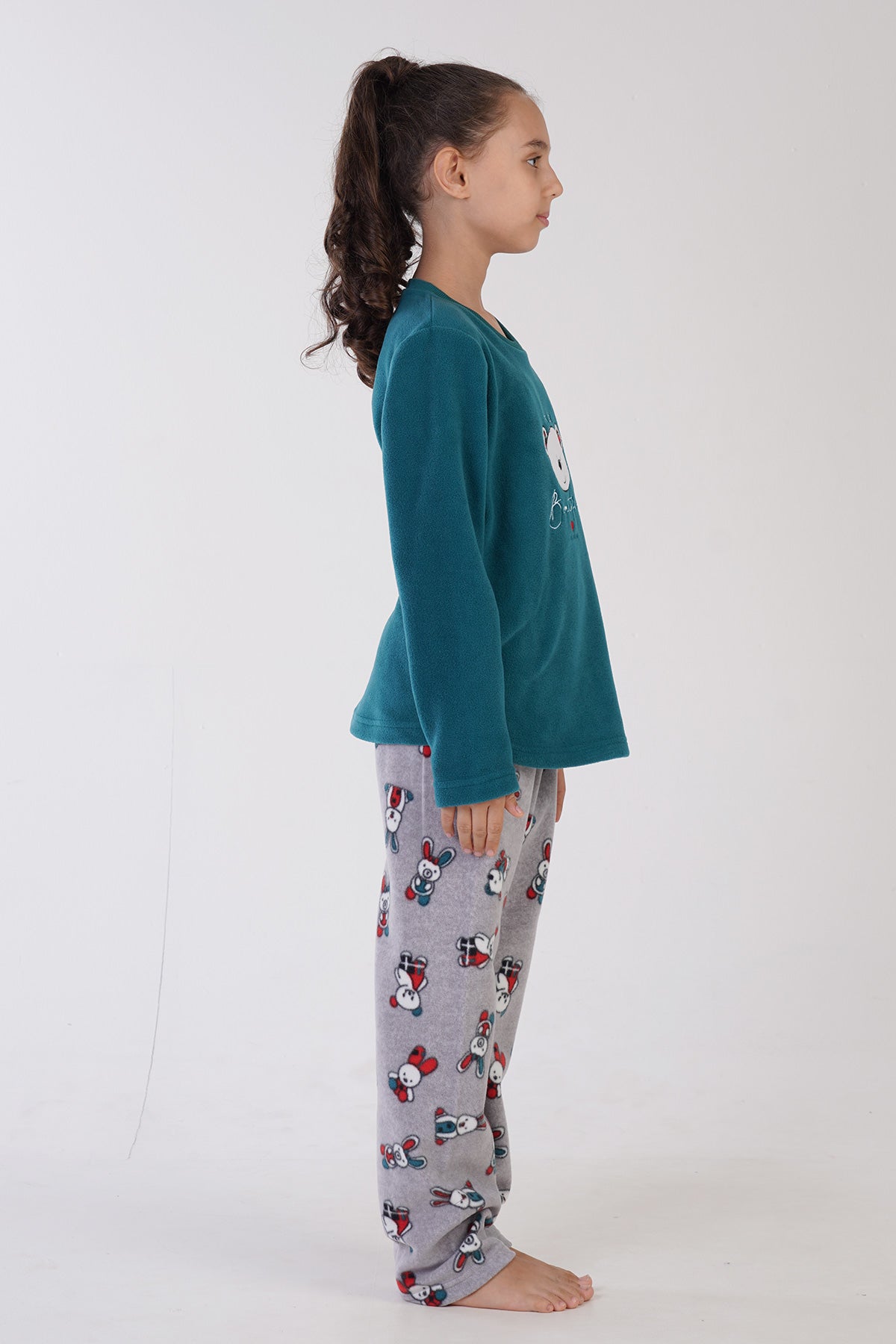 Image of KIZ COCUK POLAR O YAKA UZUN KOL ETEGI OVAL PIJAMA TAKIM(9-10/15-16)