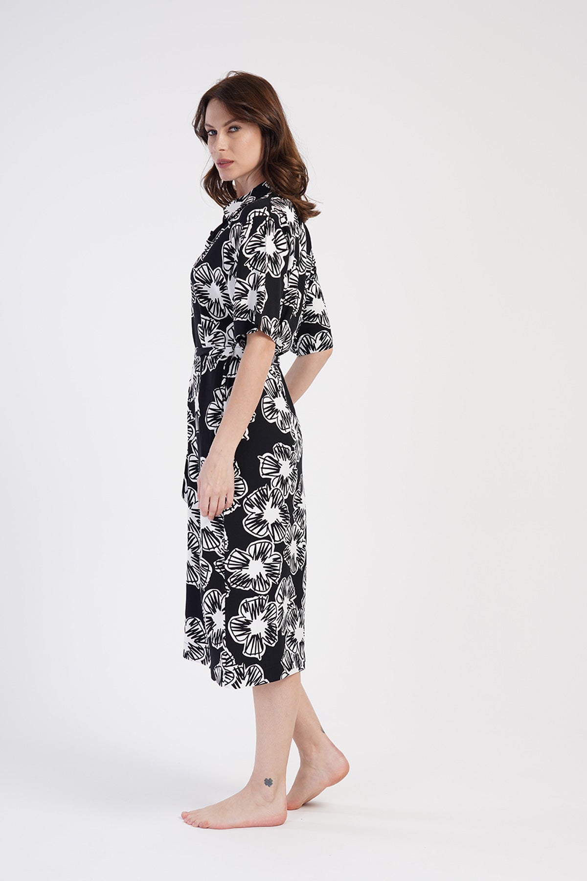 Image of WOMEN BELMANDO SHIRT COLLAR FULLY BUTTONED DOUBLE SHORT SLEEVE LONG SHIRT POCKET TUNIC