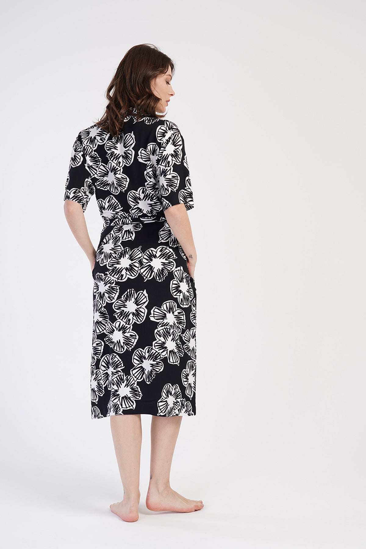 Image of WOMEN BELMANDO SHIRT COLLAR FULLY BUTTONED DOUBLE SHORT SLEEVE LONG SHIRT POCKET TUNIC