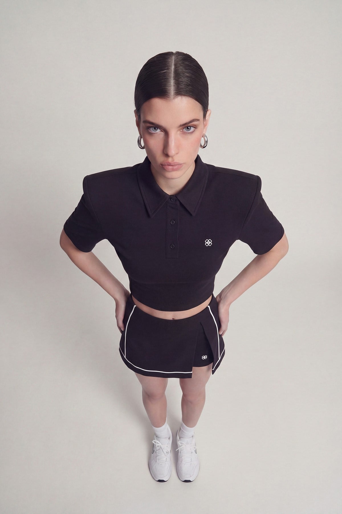 Image of Vatkalı Polo Yaka Carolyn T-Shirt Siyah
